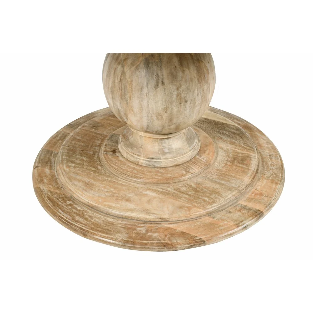 Jenna Pedestal Dining Table in Coastal Natural Finish On Mango Solid Wood