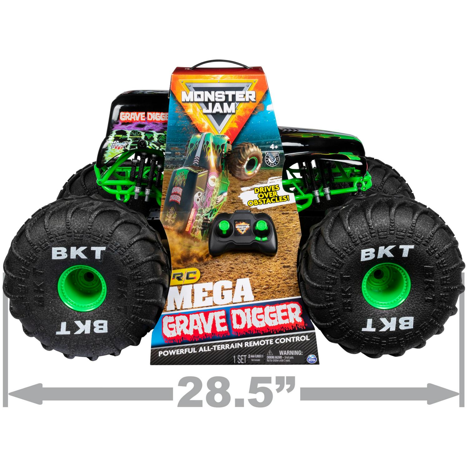 Monster Jam. Official Mega Grave Digger All-Terrain Remote Control Monster Truck with Lights. 1:6 Scale. Kids Toys for Boys and Girls Ages 4-6+