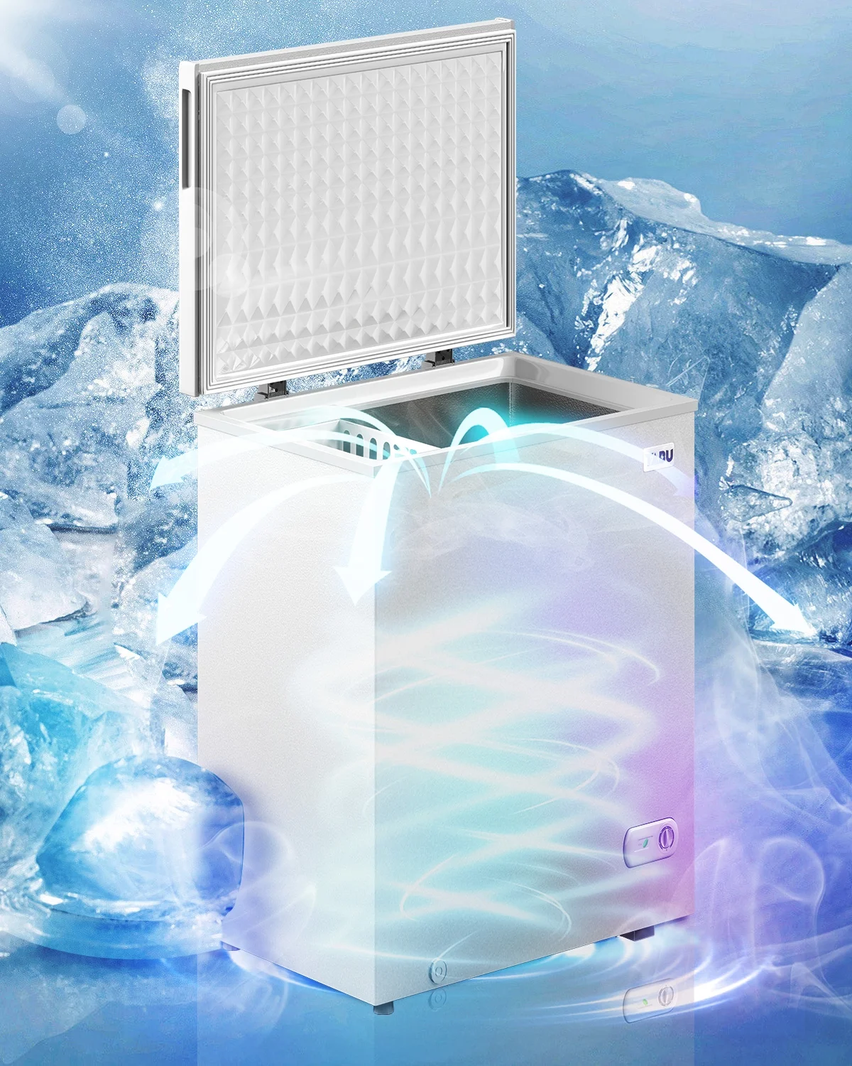 TABU 3.5 Cu ft Chest Freezer,Deep Freezer with Top Open Door and Removable Storage Basket, (Black)