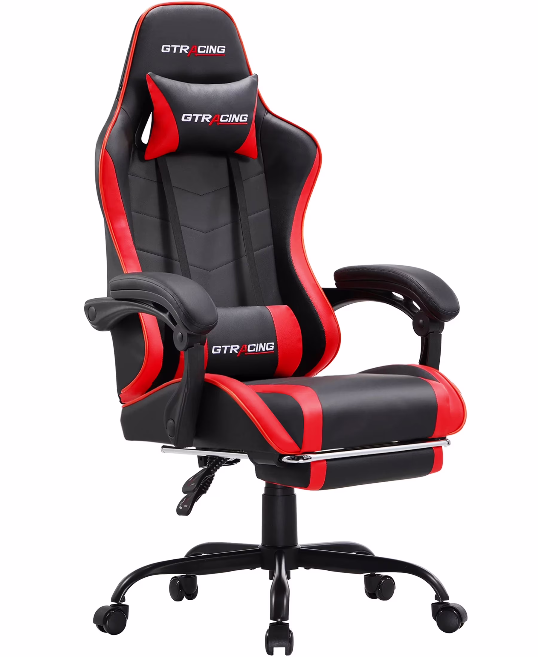 GTRACING GTWD-200 Ergonomic Gaming Chair with Adjustable Pillows and Footrest , Red