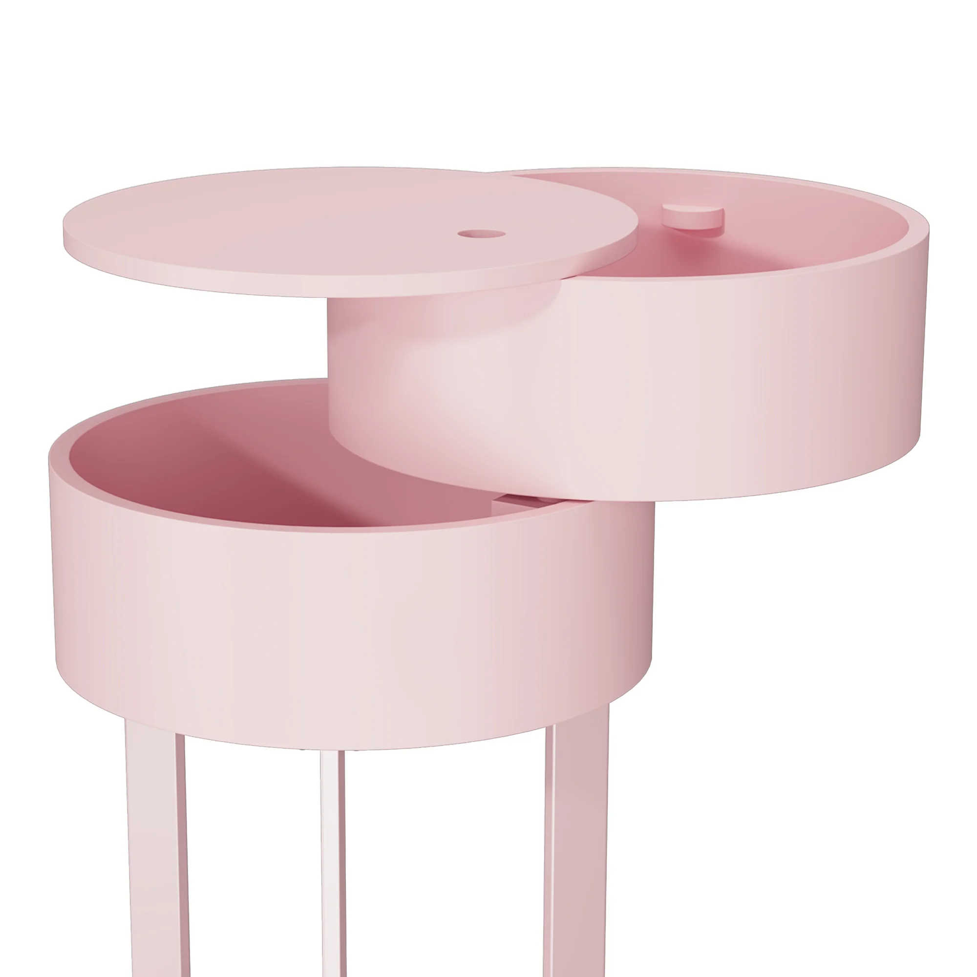 HLR Modern Round Wood Nightstand with Drawer, 2-Tier End Table for Living Room, Bedroom, Black