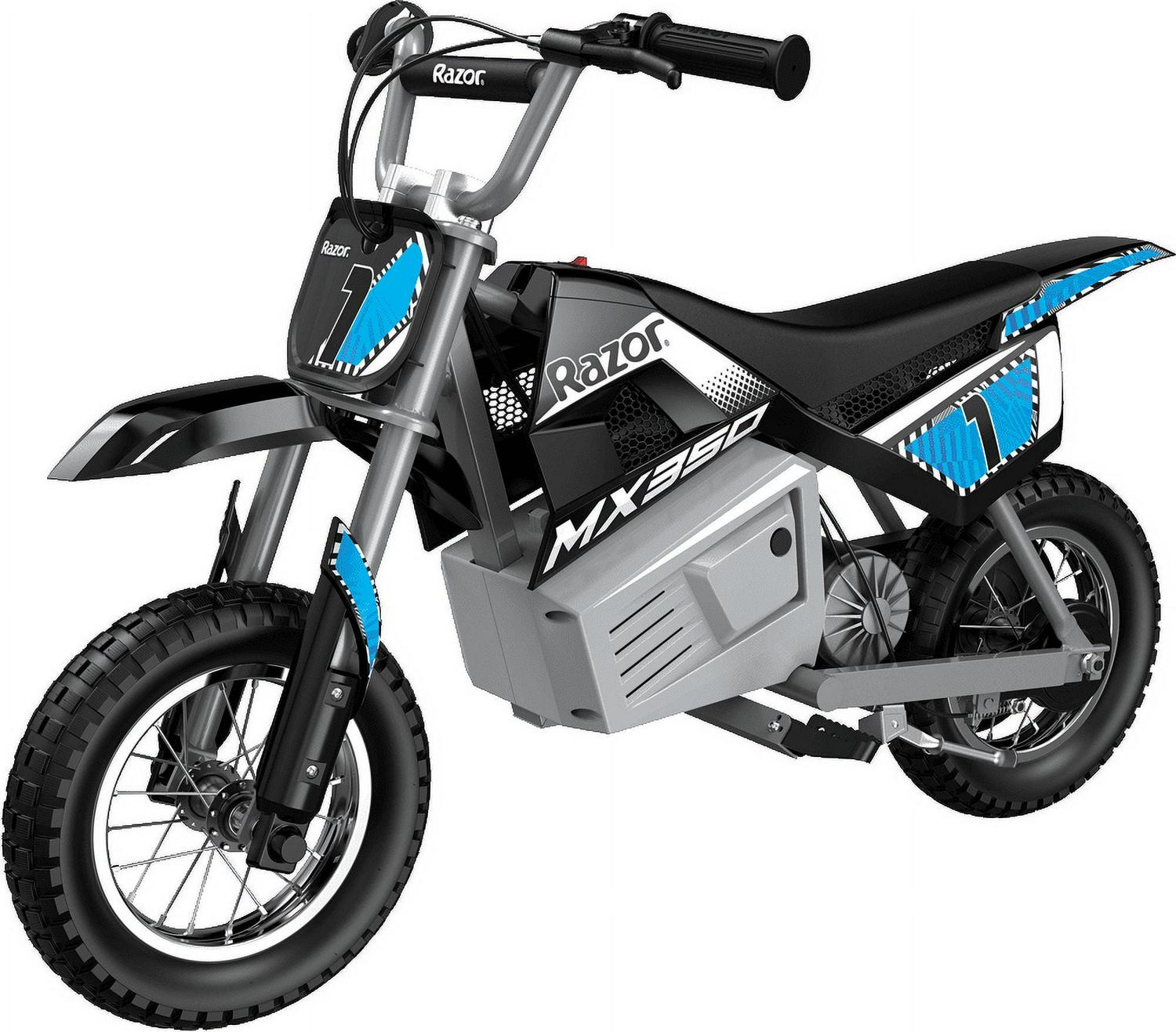 Razor Dirt Rocket MX350 - Black with Decals. up to 14 mph. 24V Electric Dirt Bike for Child 8+