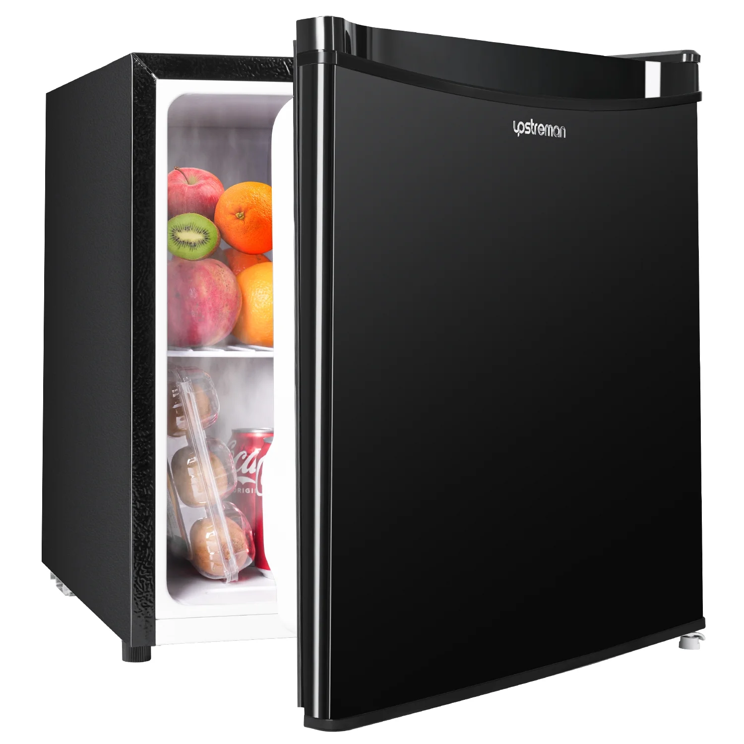 Upstreman 1.7 Cu ft Mini Fridge with Freezer Single Door Compact Refrigerator, Low Noise, Energy Saving, Adjustable Temperature, Reversible Door, for Home Office Dorm, Black FR17