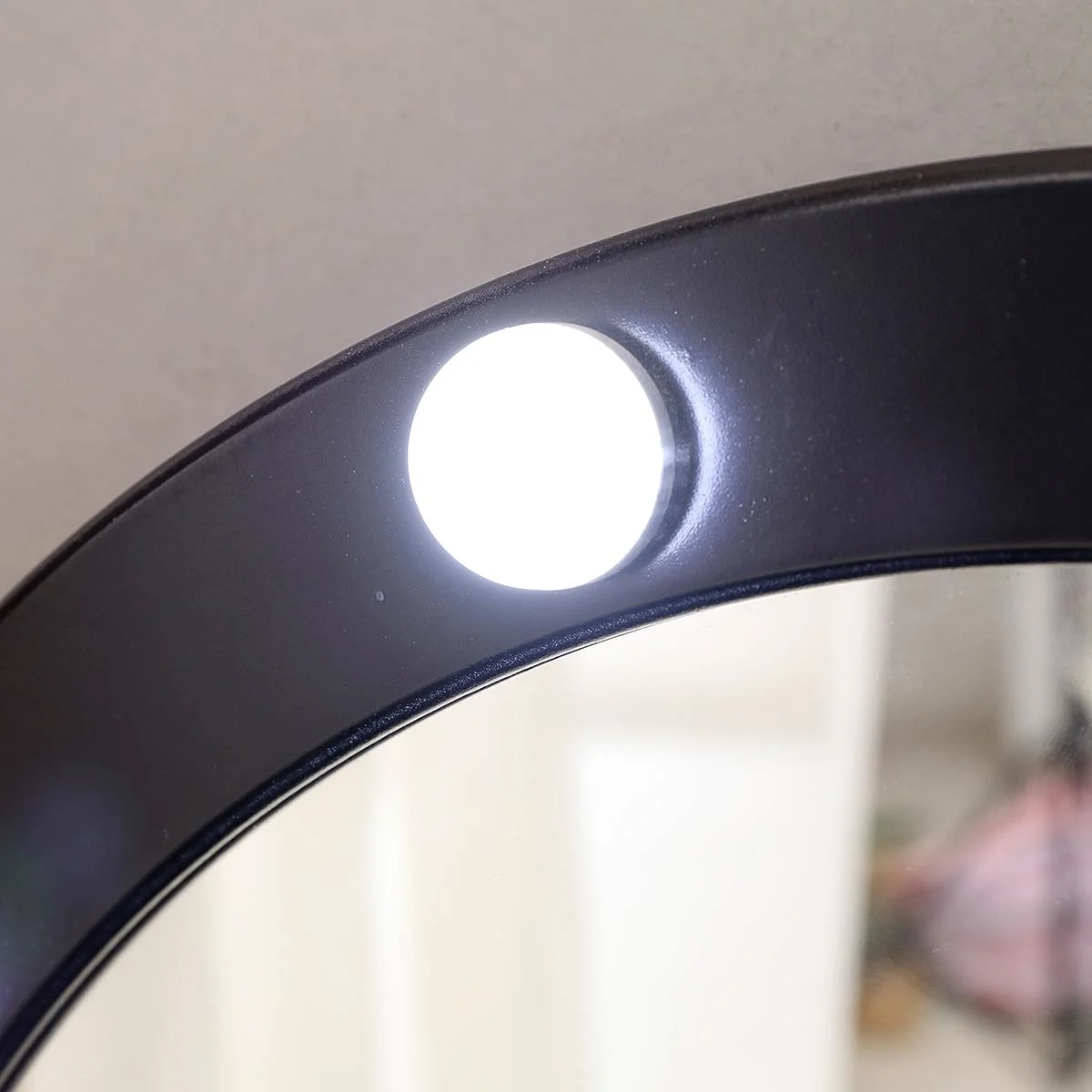 Ktaxon Vanity Set with Round Lighted Mirror, Makeup Dressing Table with 8 Light Bulbs & Cushioned Stool Set,Bedroom Vanities Set Black