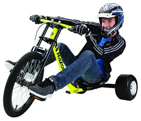 Razor DXT Drift Trike - Black/Yellow, Steel Frame and Moto Style, Tricycle, Construction, 3-Wheeled Drifting Ride On Tricycle for Teens and Adults, Unisex