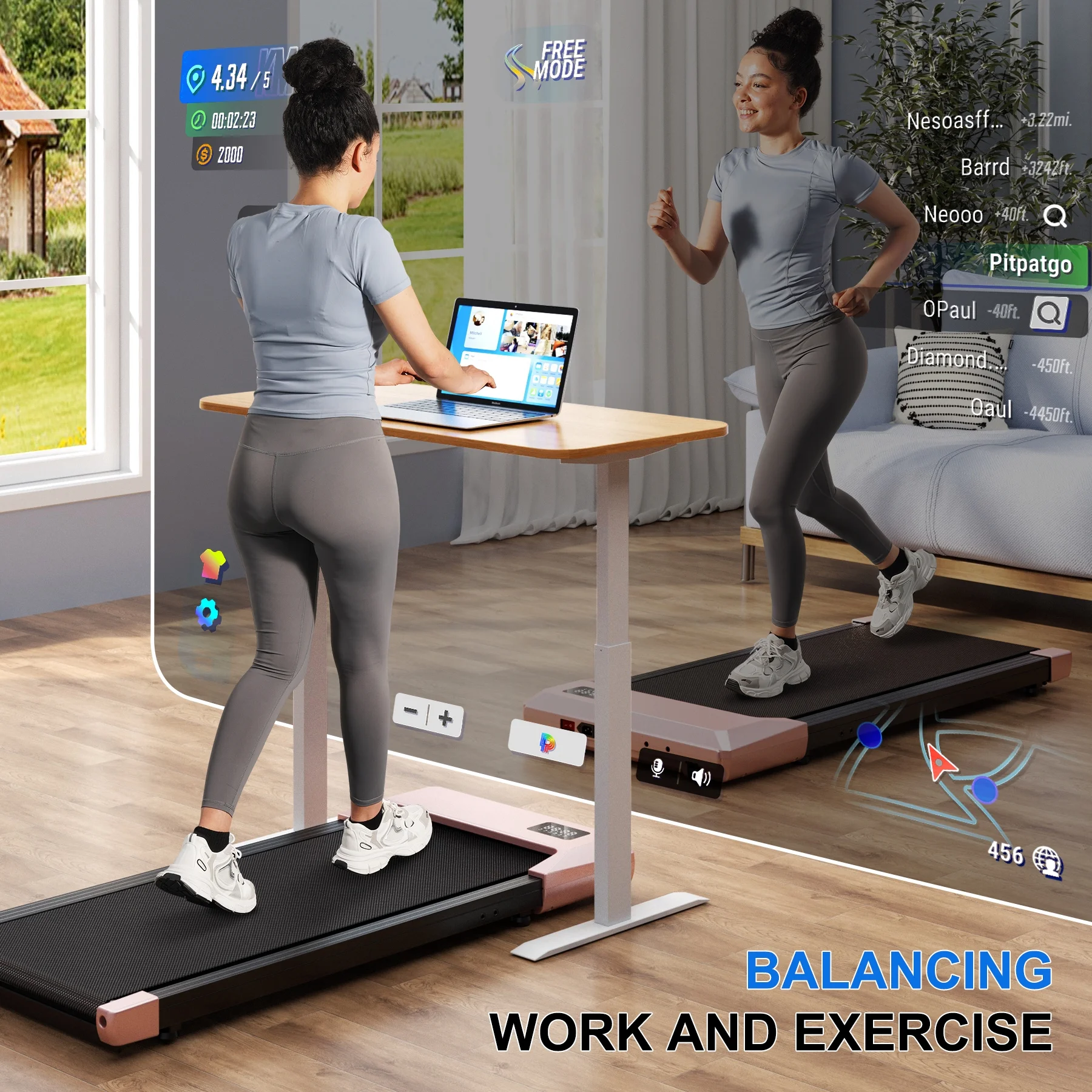 Walking Pad Treadmill with Remote Control,Under Desk Treadmill for Home&Office, 250 lbs Weight Capacity