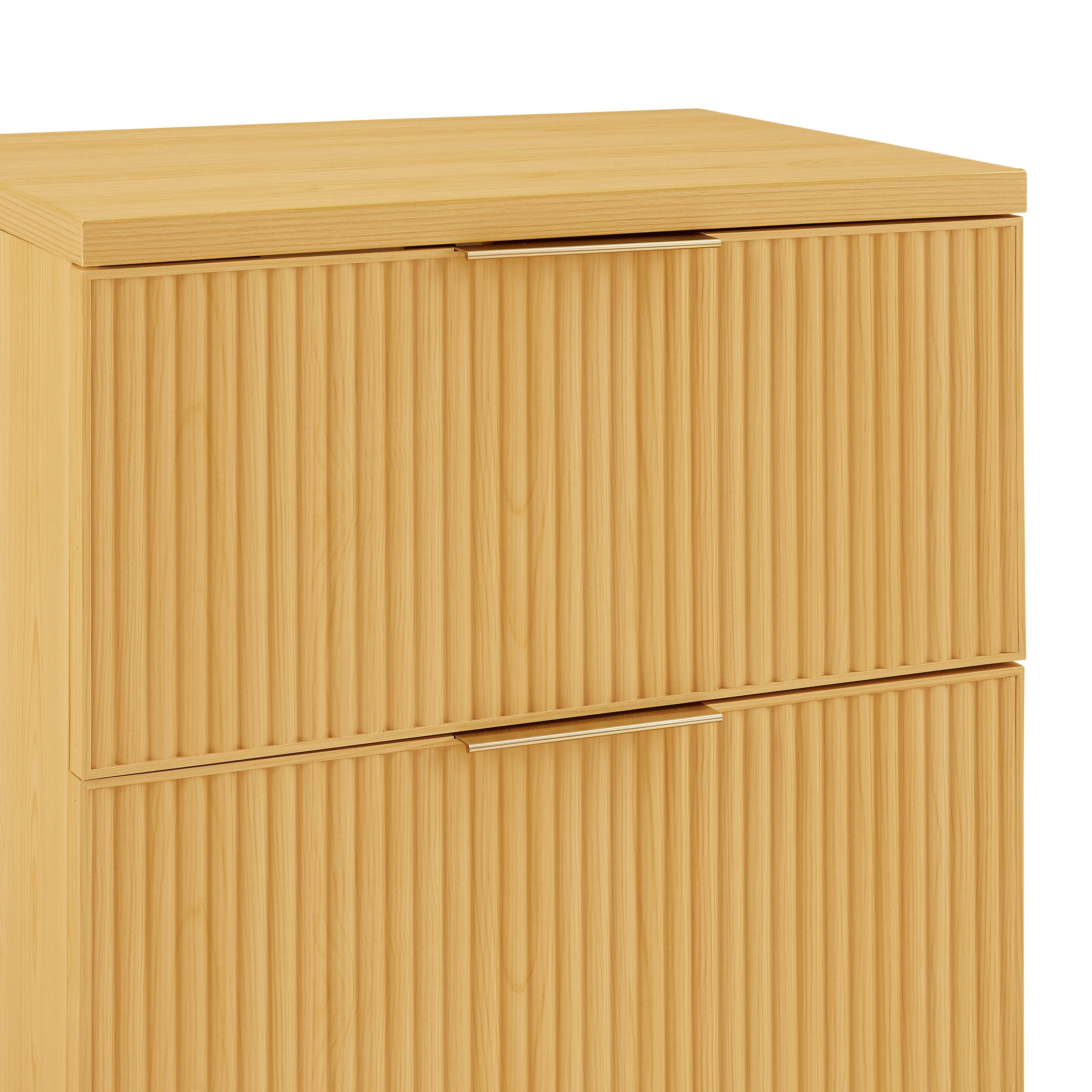 Better Homes & Gardens Lillian Fluted 2-Drawer Nightstand with USB, Natural Pine