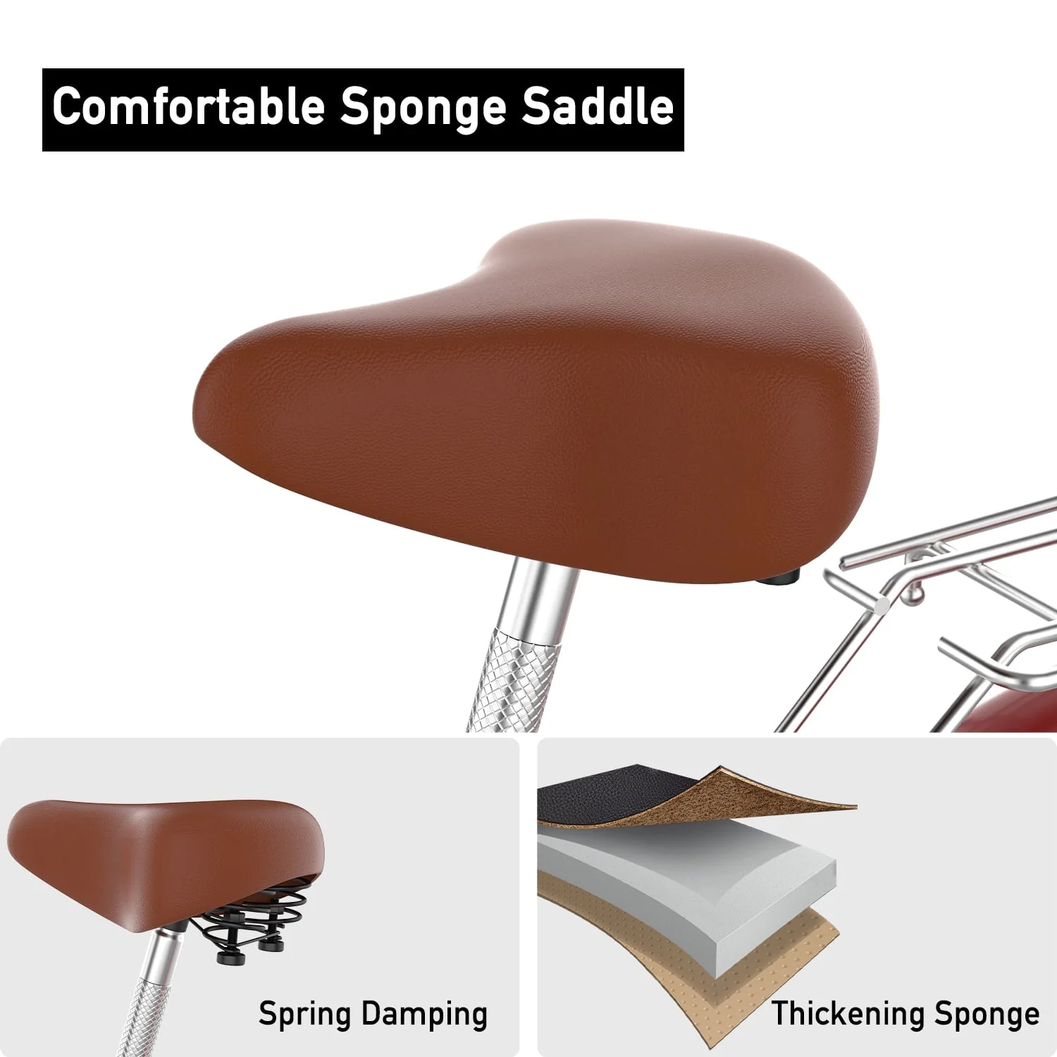 ARVAKOR 26 Inch Women Bike, Classic Bicycle Retro Bicycle, Cruiser Bike, White