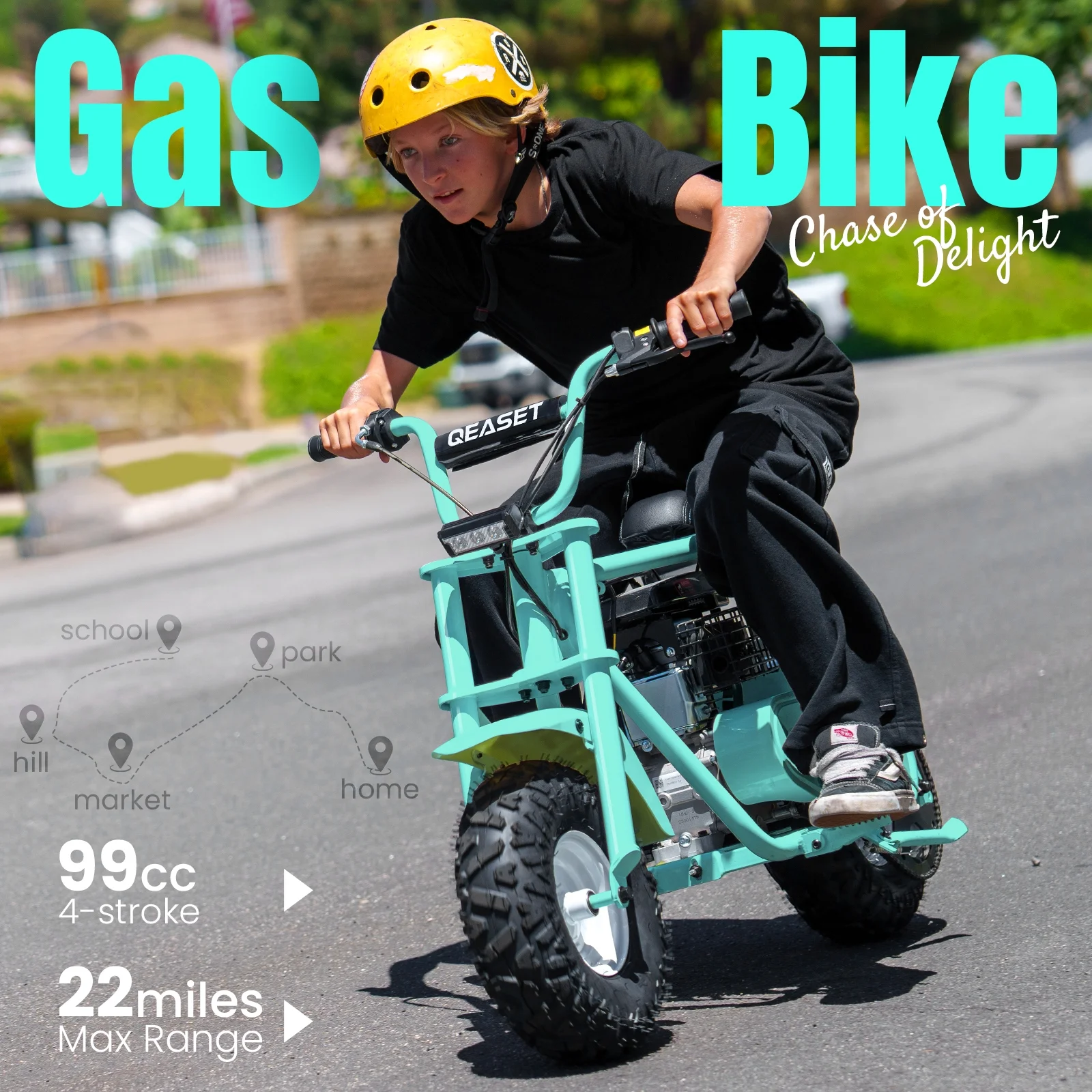 QEASET MB001 Gas Powered Mini Dirt Bike 99CC for Teens and Adults, 25MPH Off Road Motorcycle, Weight Support Up to 200 LBS - Black