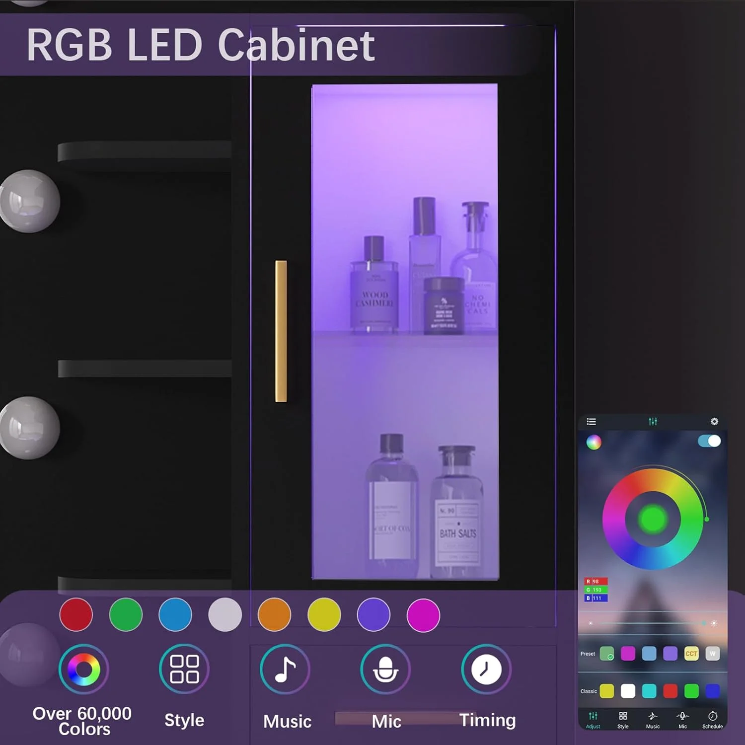 Makeup Vanity Desk with Mirror and Lights, White Vanity Desk with Charging Station, LED Cabinet, 5 Drawers & Storage Bag, Vanity Mirror with Lights Desk and Chair, Vanity Table Set with Stool