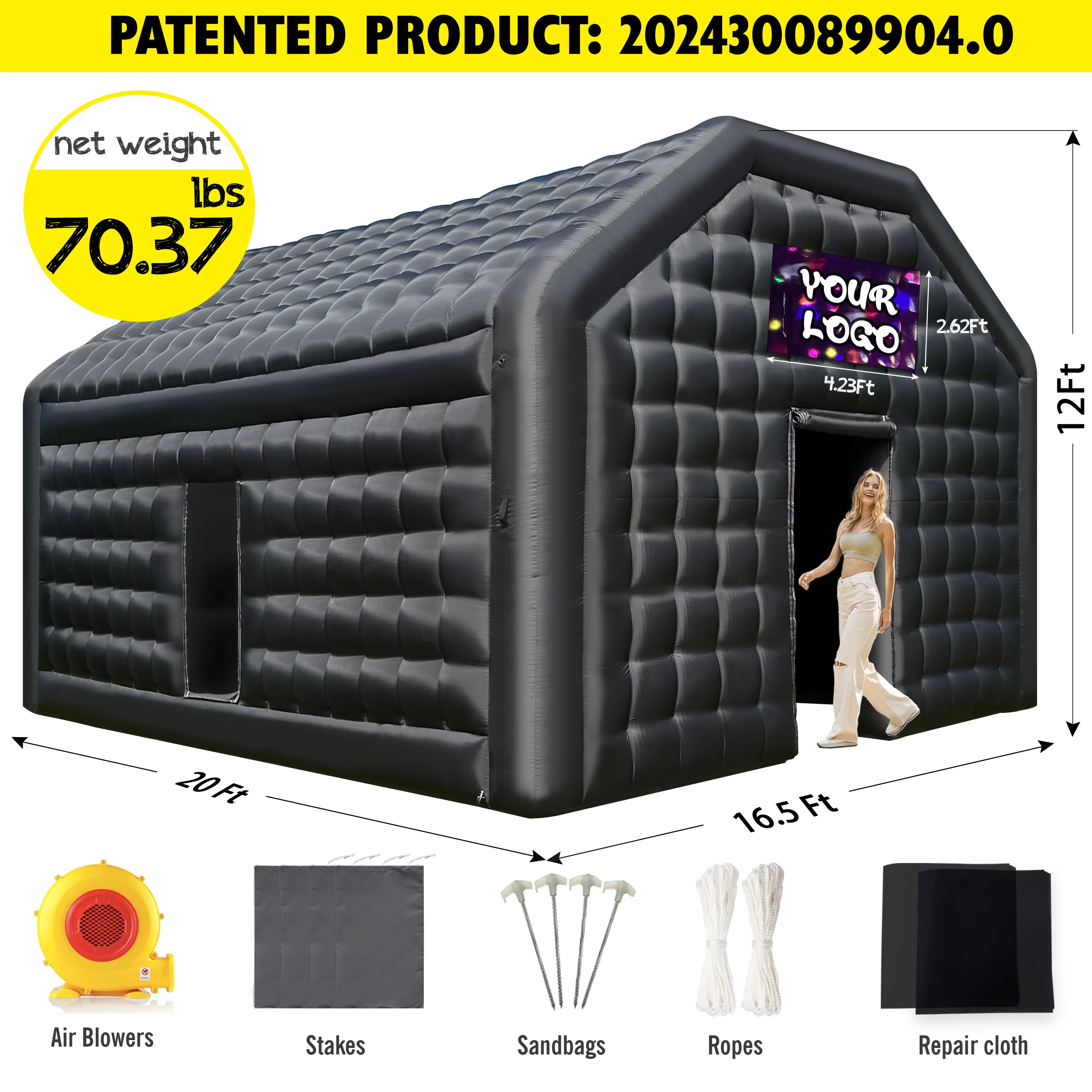 WARSUN 60 Person Large inflatable Party Tent with Disco Cube