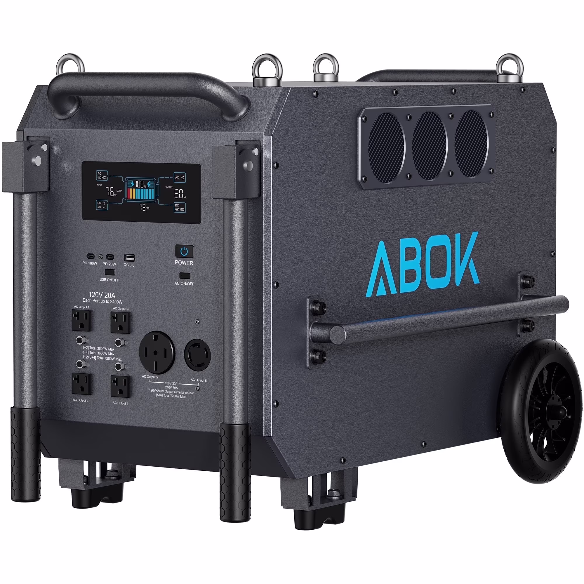ABOK 7200W Portable Power Station: 9792Wh LiFePO4 Beast for Blackouts, Heavy-Duty Jobs & Outdoor Activities like Camping