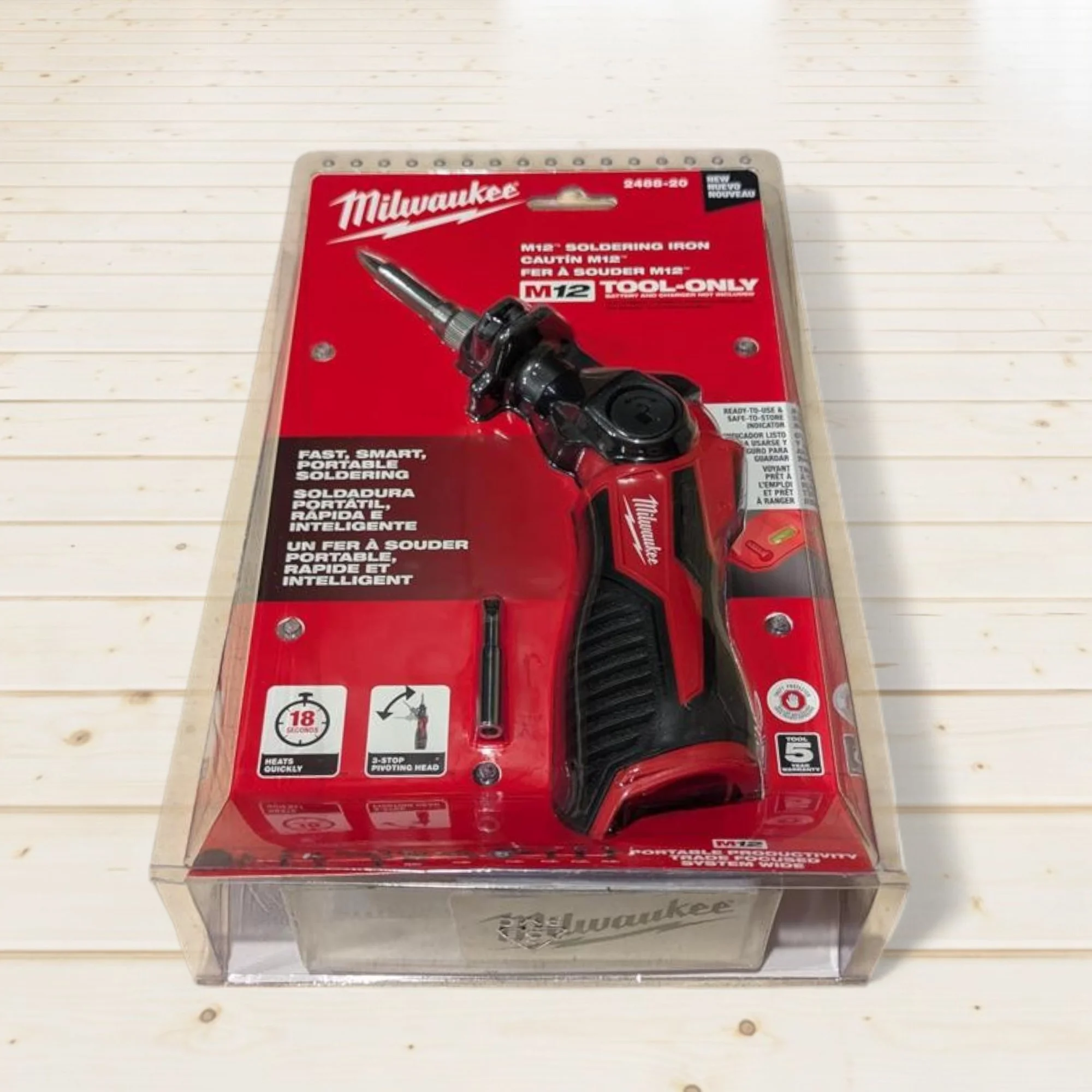 Milwaukee 2488-20 M12 Cordless Soldering Iron �C Heats in 18 Seconds, Pivoting Head, REDLINK Indicator (Bare Tool)