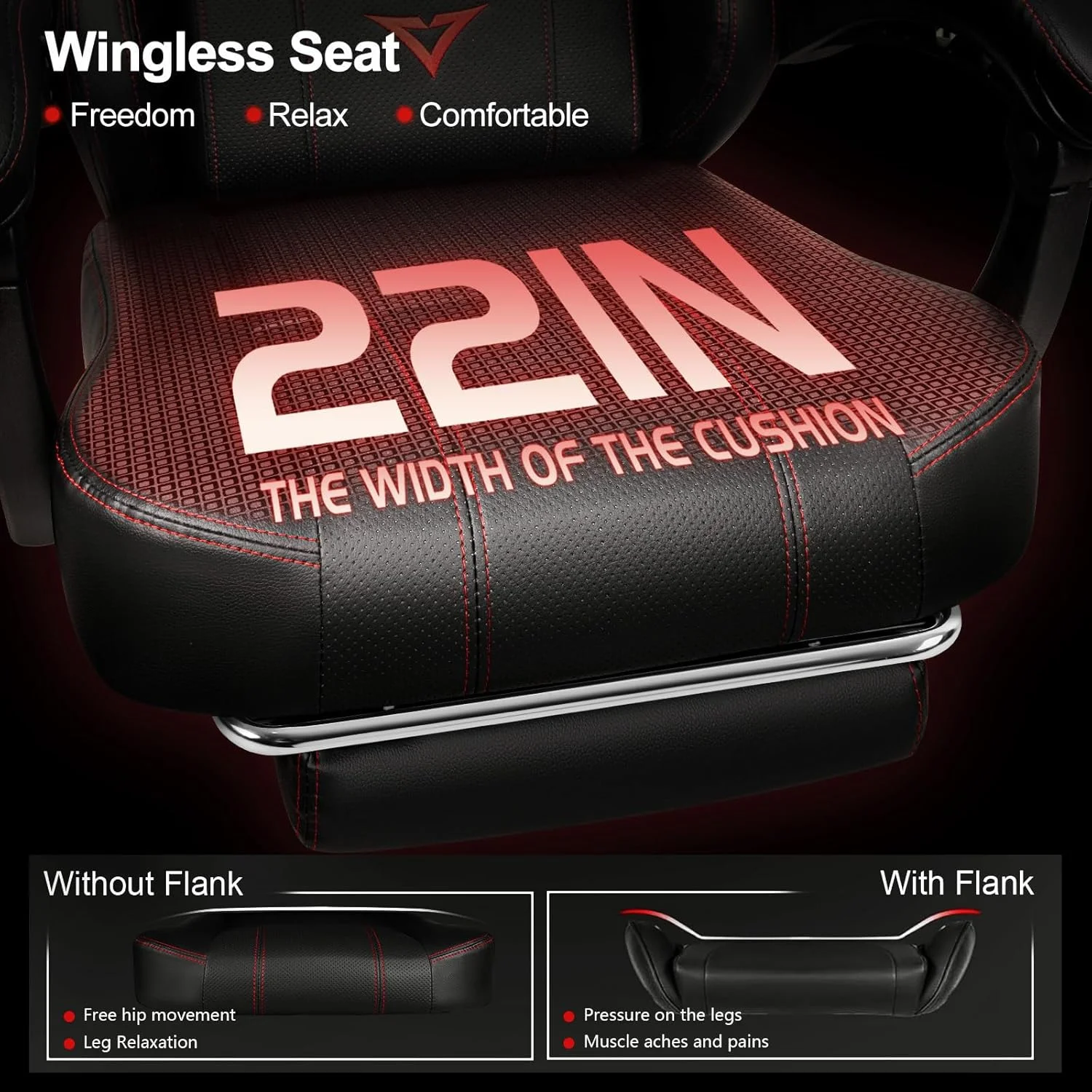 VITESSE Big and Tall Gaming Chair 400lb Weight Capacity with Footrest, Ergonomic Video Game Chair for Adults with Oversized Headrest and Lumbar Pillow, Computer Chair Gaming for Office (Black+Red)