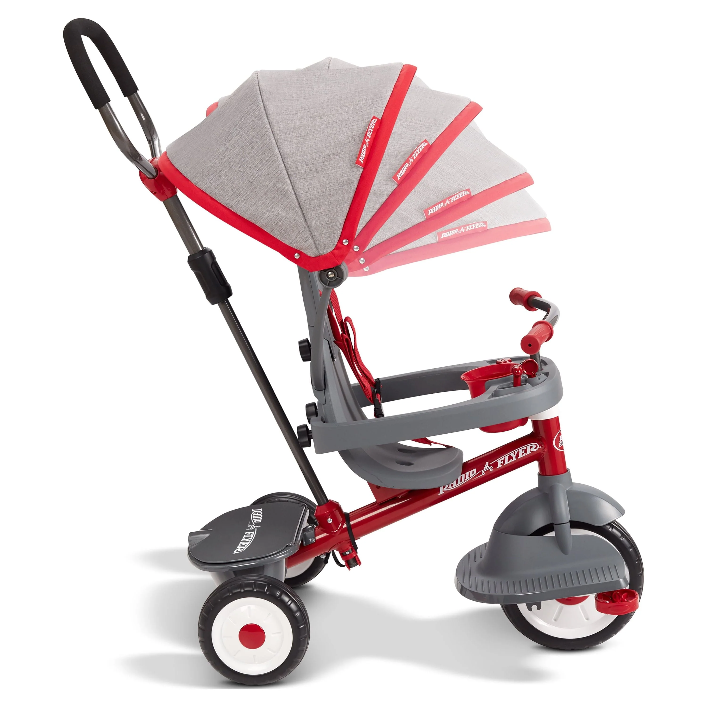 Radio Flyer, 4-in-1 Stroll 'N Trike with Activity Tray, Red & Gray, Convertible Tricycle