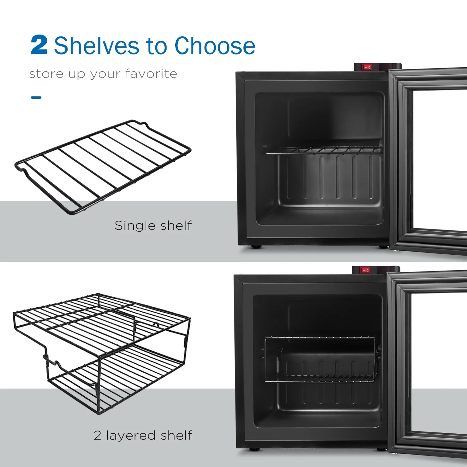 Northair 1.1 Cu Ft Countertop Mini Display Freezer with Glass Door Perfect for Liquor and Ice Cream