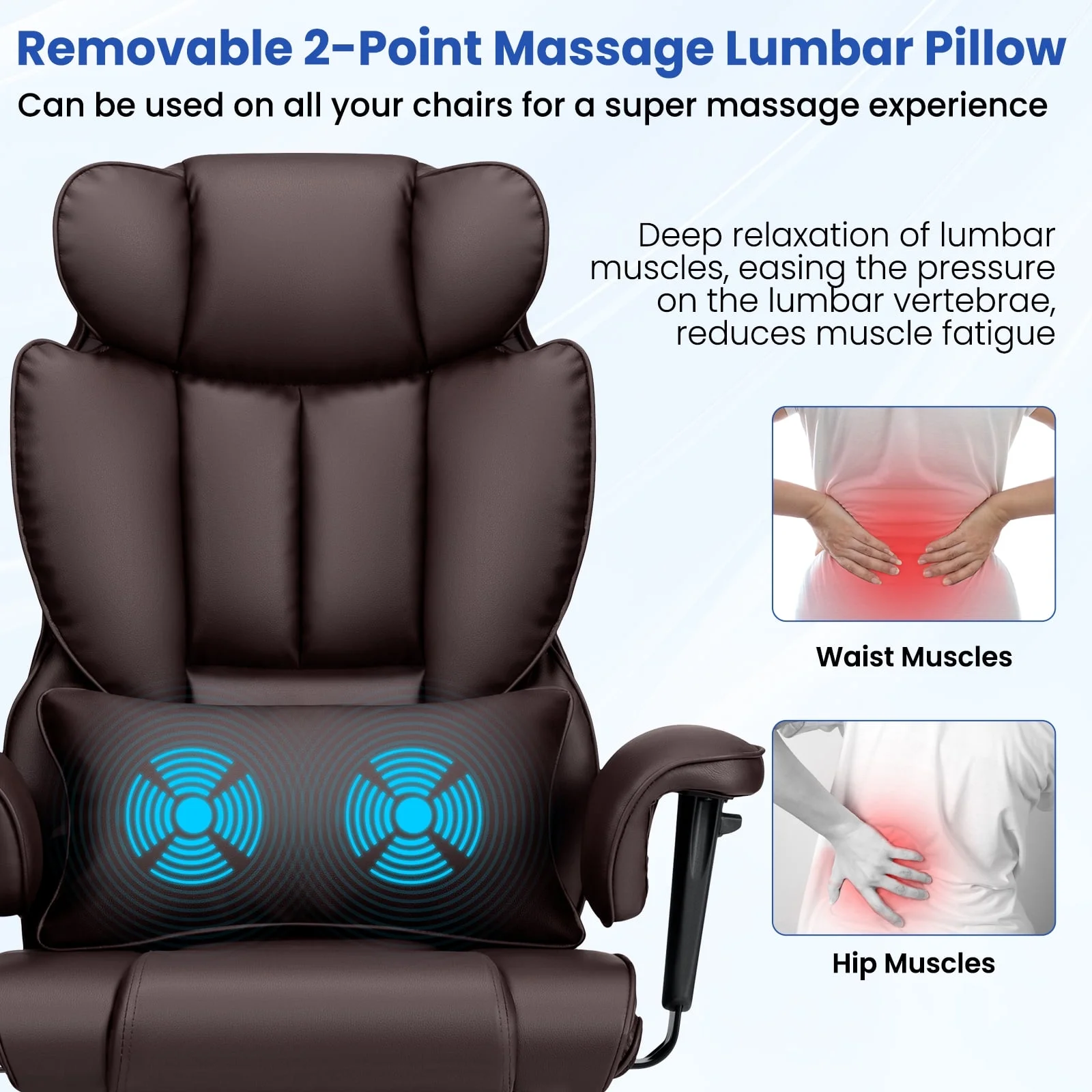 Hoffree Big and Tall Fabric Office Chair 450lbs, Executive Desk Chair with Massage Ergonomic  Computer Chair with Footrest Reclining Desk Office Chair with Lumbar Support for Home Office