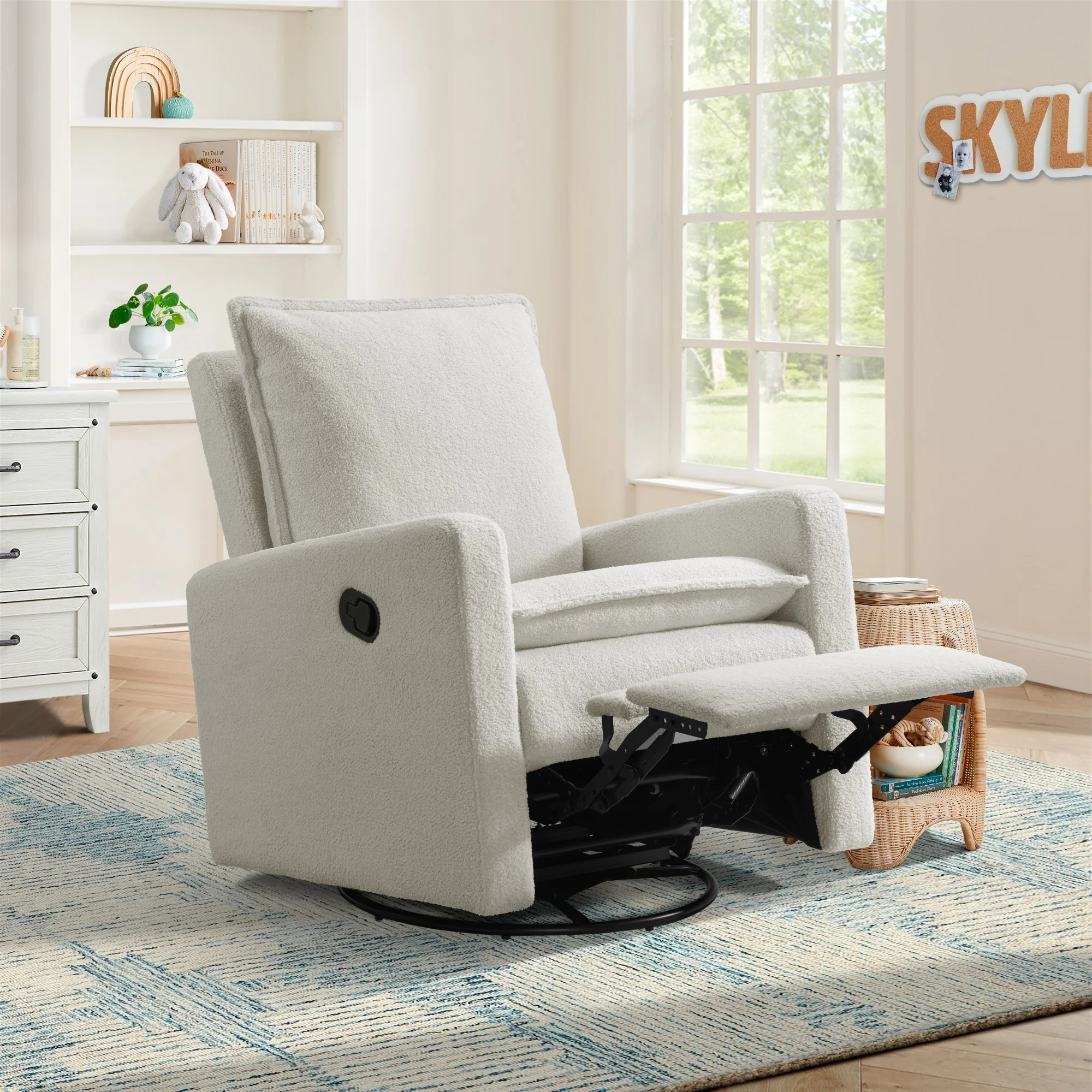 Soho Baby Coventry Glider Recliner Boucle White