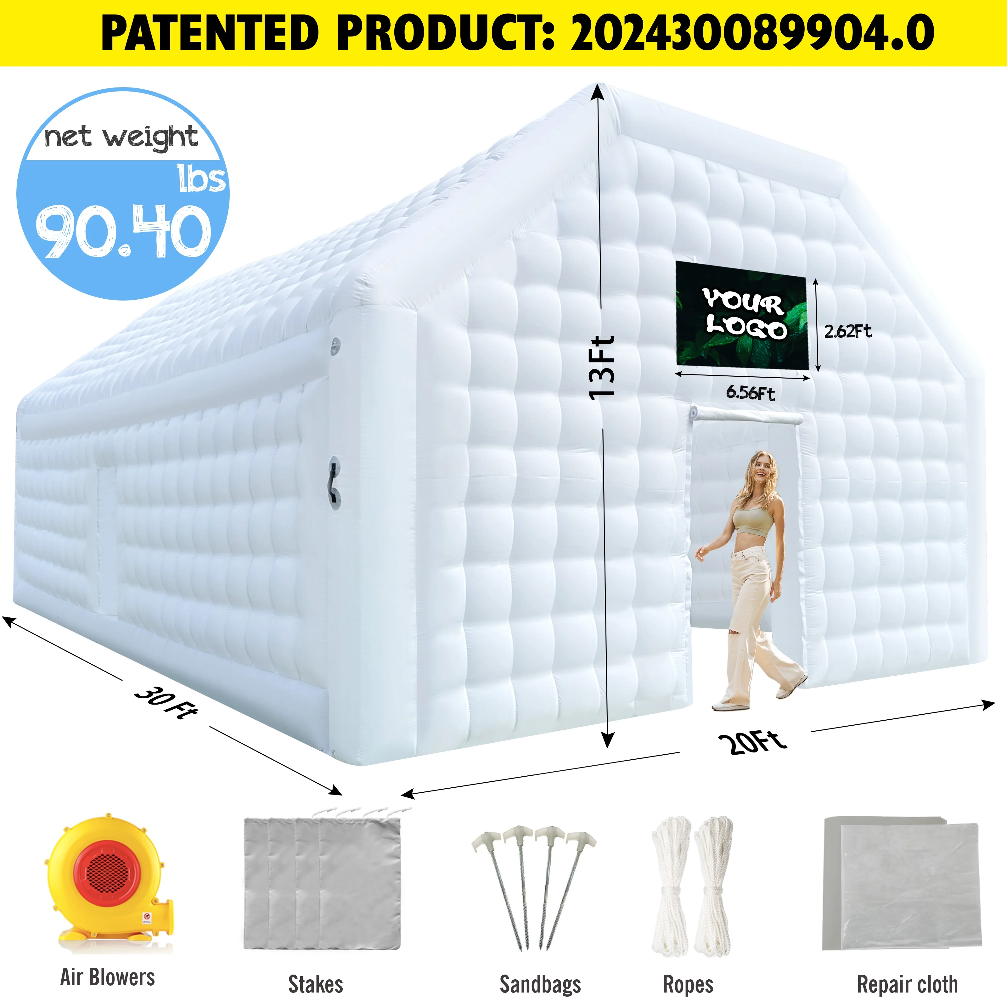 WARSUN 60 Person Large inflatable Party Tent with Disco Cube