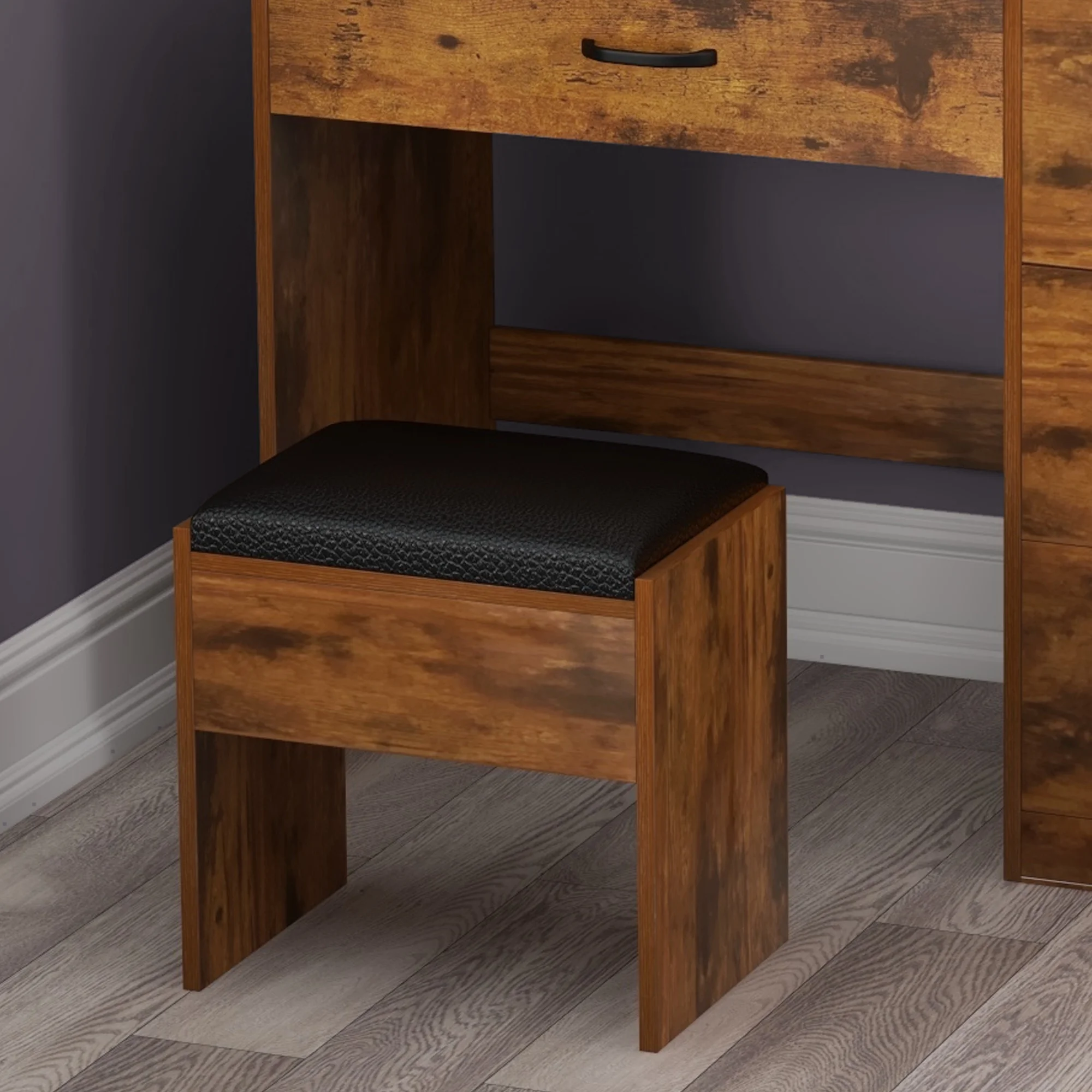 Dextrus Makeup Vanity Desk with Large Lighted Mirror and Storage - Enhance Your Beauty, Routine 4 Drawer Vanity Table with Cushioned Stool, Milky-White