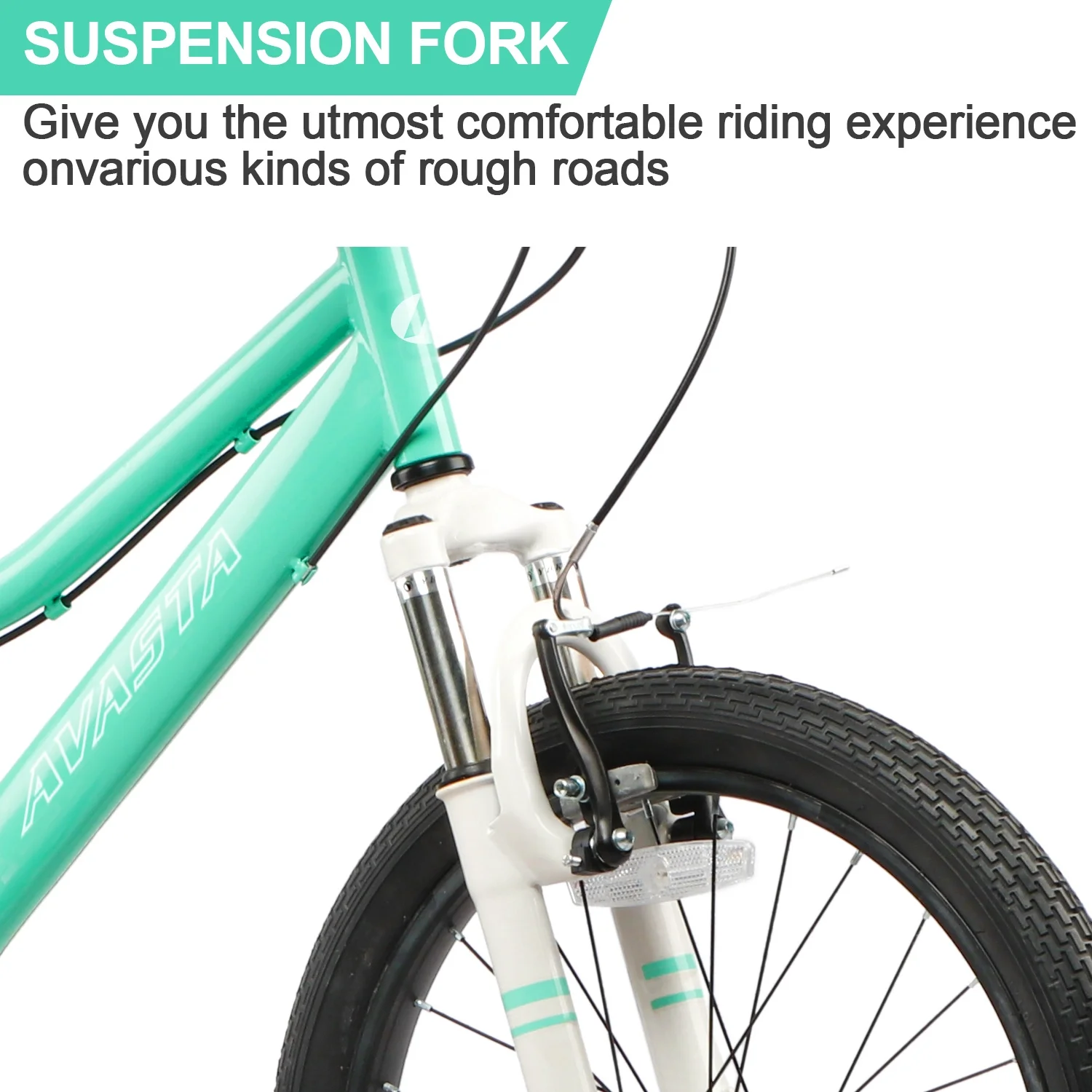 AVASTA 20'' Big Kids Mountain Bike for Age 6 7 8 9 10 11 12 Years Old Boys Girls Teen with Suspension Fork Front & Rear Dual Hand Brakes 6 Speeds Drivetrain, Cyan