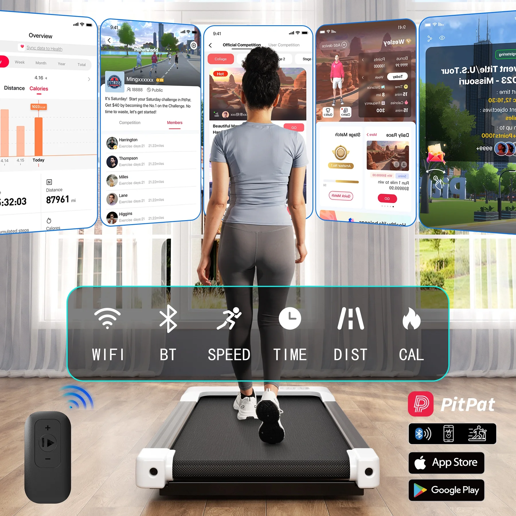 Walking Pad Treadmill with Remote Control,Under Desk Treadmill for Home&Office, 250 lbs Weight Capacity