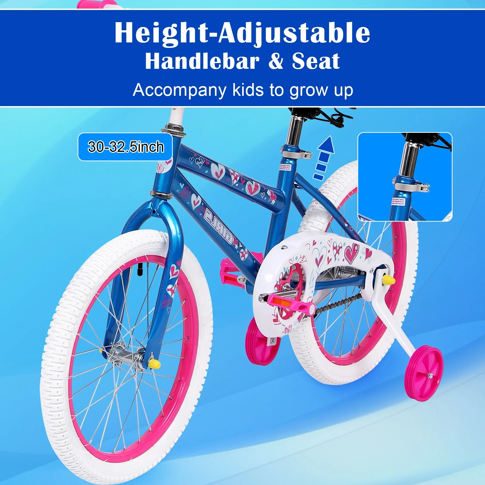 Vebreda 18 inch Kids Bike Bicycle with Training Wheels for 5-8 Years Old Kids,Blue