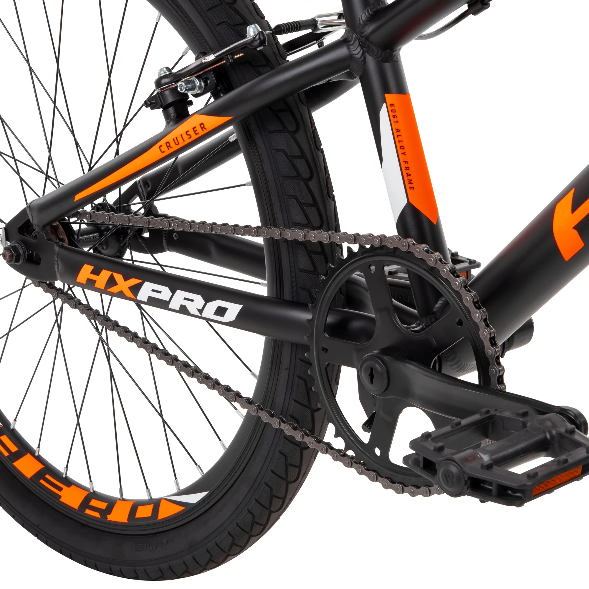 HX Pro Cruiser 24-inch Aluminum BMX Bike for Boys, Black/Orange
