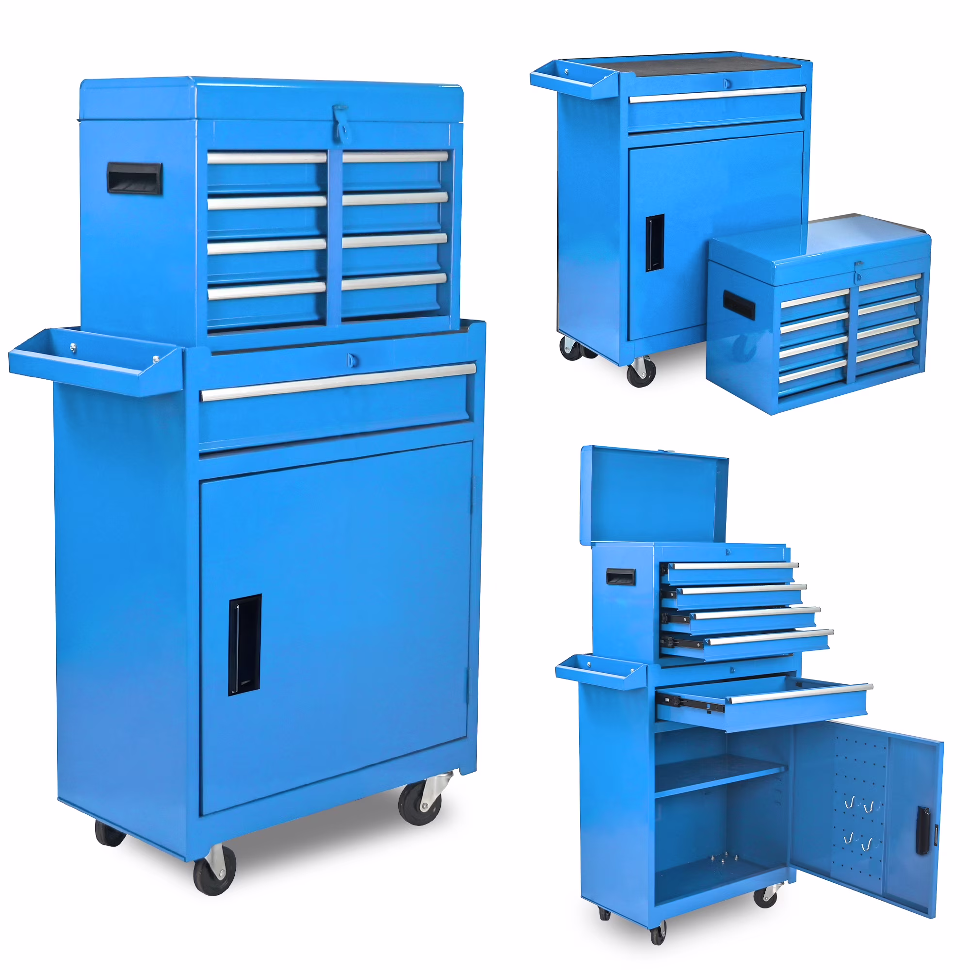 Tool Chest, 5-Drawer Rolling Tool Storage Cabinet with Detachable Top Tool Box, Universal Lockable Wheels