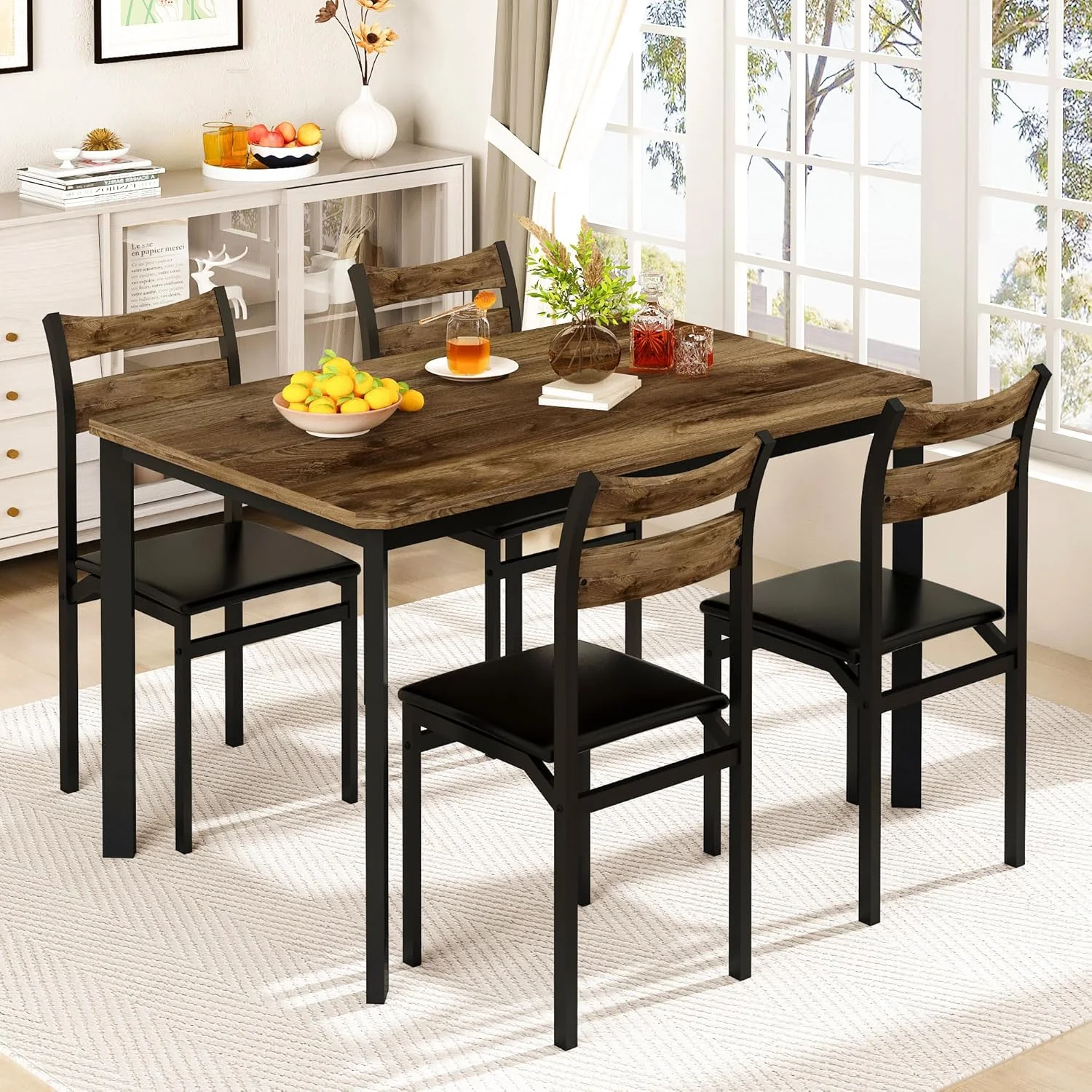 LinkRomat Dining Table Set for 4, 43.3