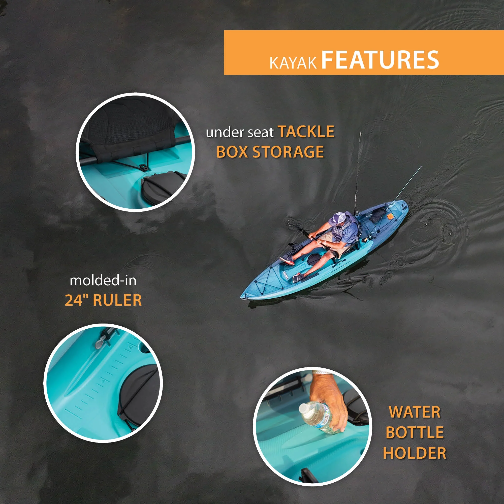 Lifetime Tamarack Pro 123 inch Sit-on-Top Kayak, Eclipse Fusion (91058)