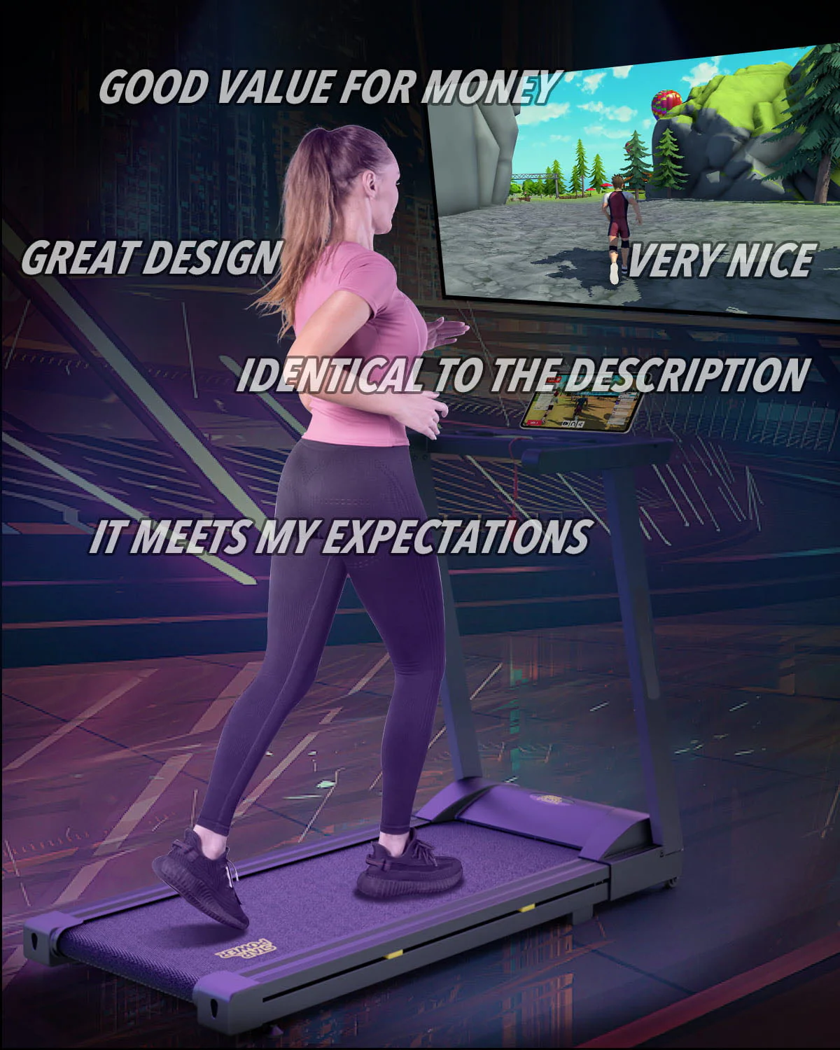 SupeRun 3 HP Smart Treadmill with APP Bracelet, Portable and Foldable with 300 lb Capacity(Black)