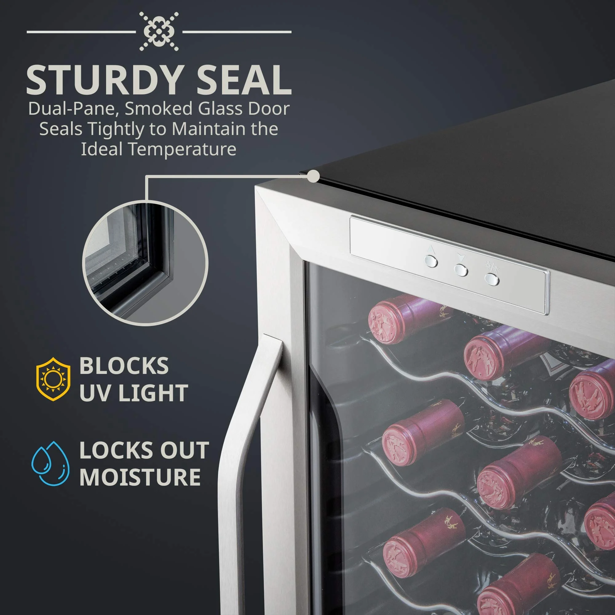 Ivation 18 Bottle Compressor Wine Refrigerator, Freestanding Wine Cooler with Lock, Stainless Steel