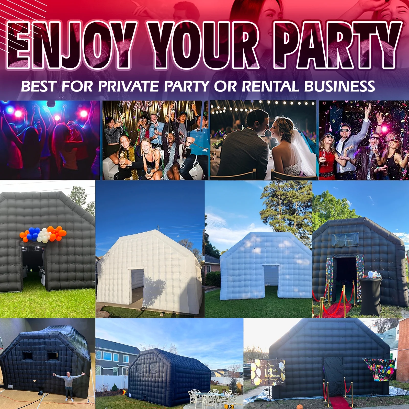 WARSUN 60 Person Large inflatable Party Tent with Disco Cube