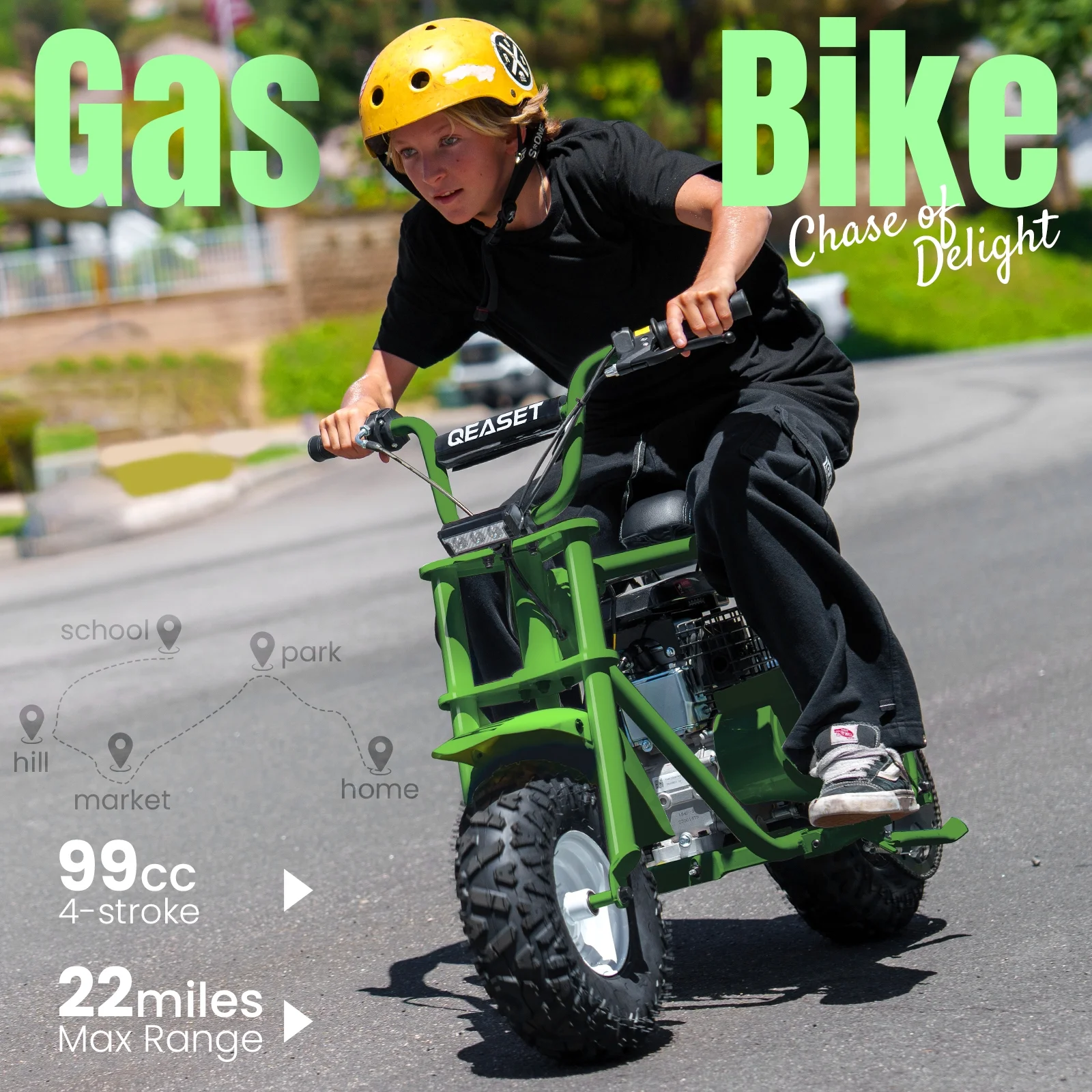 QEASET MB001 Gas Powered Mini Dirt Bike 99CC for Teens and Adults, 25MPH Off Road Motorcycle, Weight Support Up to 200 LBS - Black