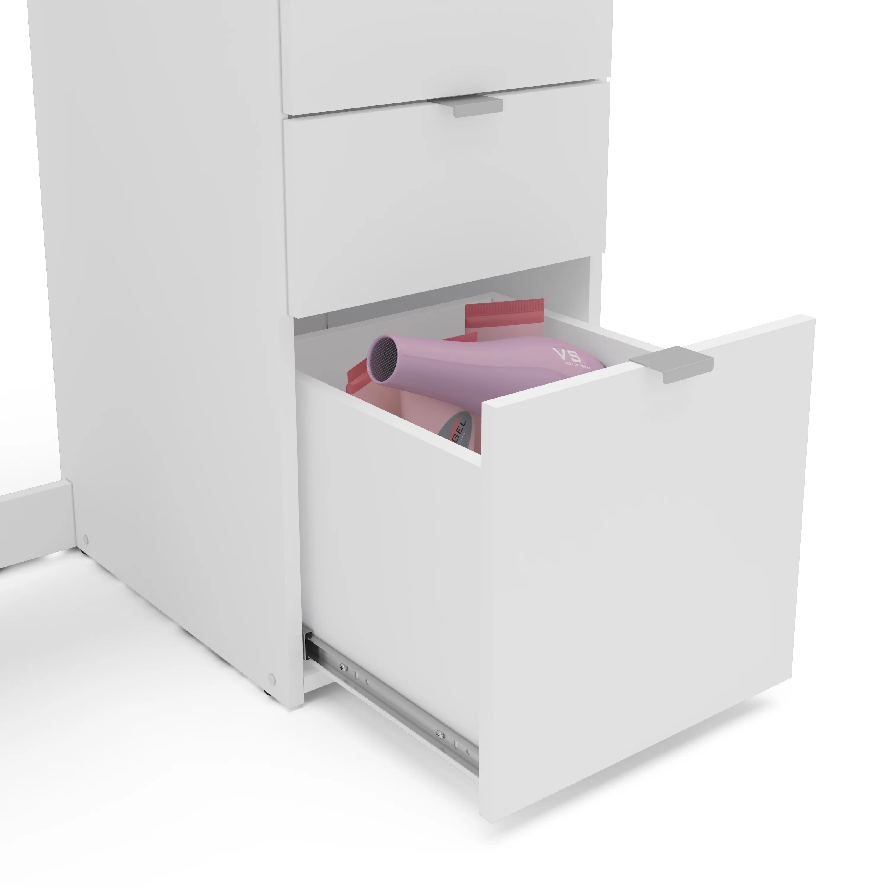 Polifurniture Amelia Modern Makeup Vanity Table with Mirror, White Finish