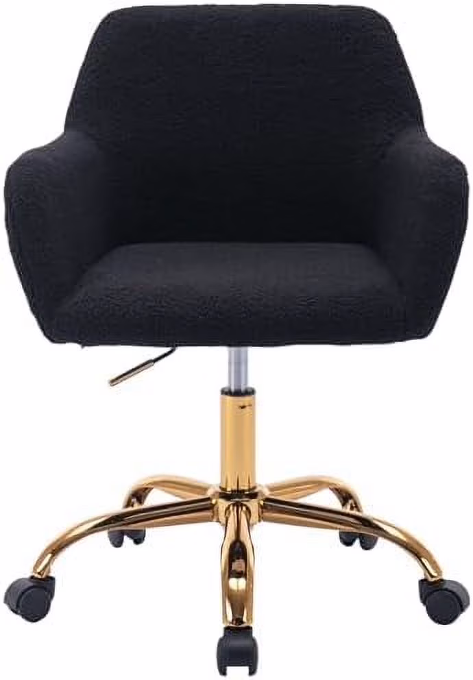 Modern Faux Fur Home Office Chair Height Adjustable, White Desk Chair Vanity Chair for Makeup Room, Rolling Desk Chairs with Wheels, Swivel Furry Cute Desk Chair for Teen Girls Women