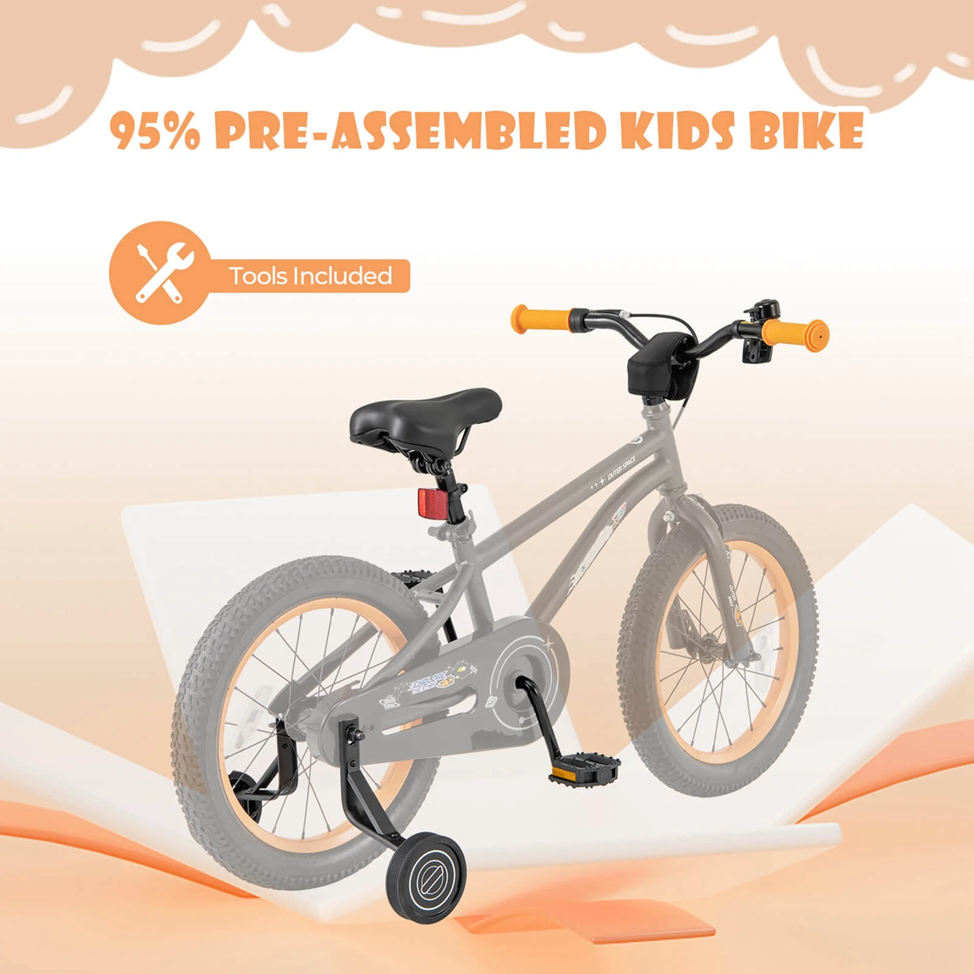 Costway 16-Inch Kid��s Bike for 4-7 Years Old with Adjustable Saddle & Anti-slip Handlebar Black