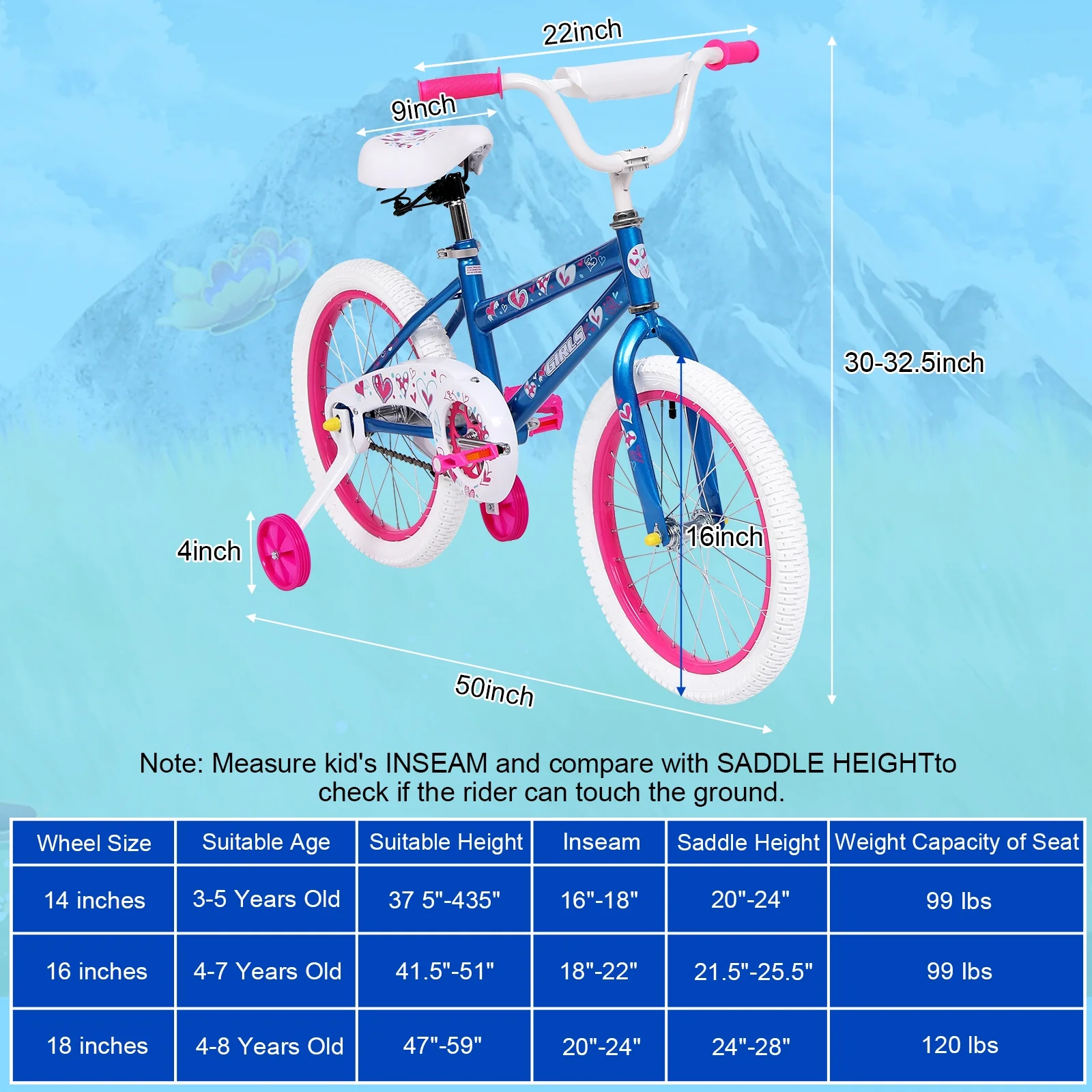 SUGIFT Kids Bike 18 inch Bicycle for Girls Ages 6-12 Years Child, Blue