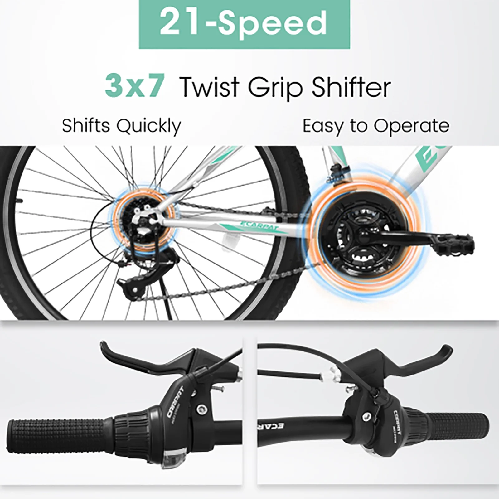 24 Inch Mountain Bike for Teenagers, High Carbon Steel Frame, Dual Full Suspension Mountain Bike, Mountain Tire, 21 Speed Mens Womens Outdoor Cycling, Birthday Gifts