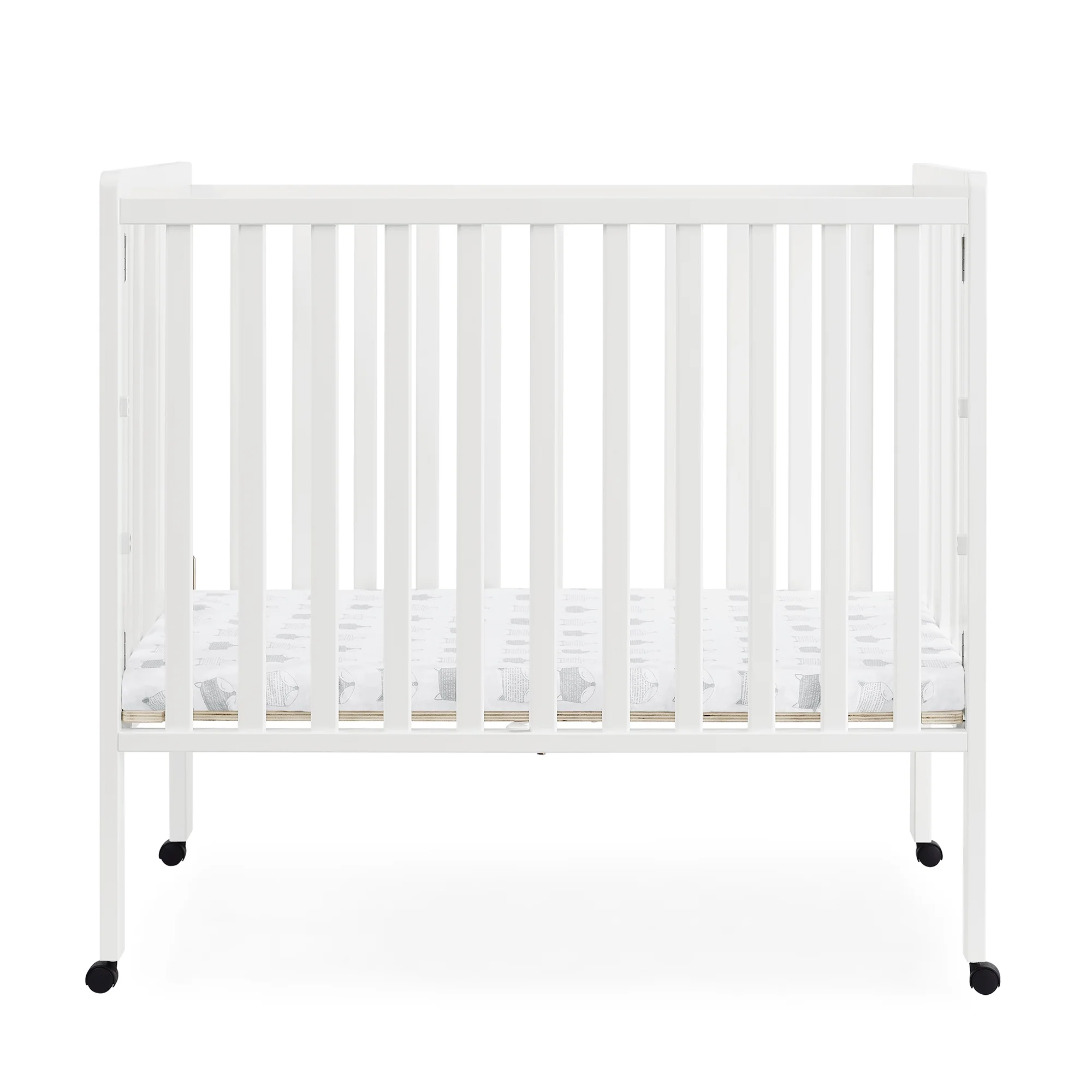 Delta Children Lee Portable Folding Mini Crib with 1.5-Inch Mattress - Greenguard Gold Certified, Bianca White
