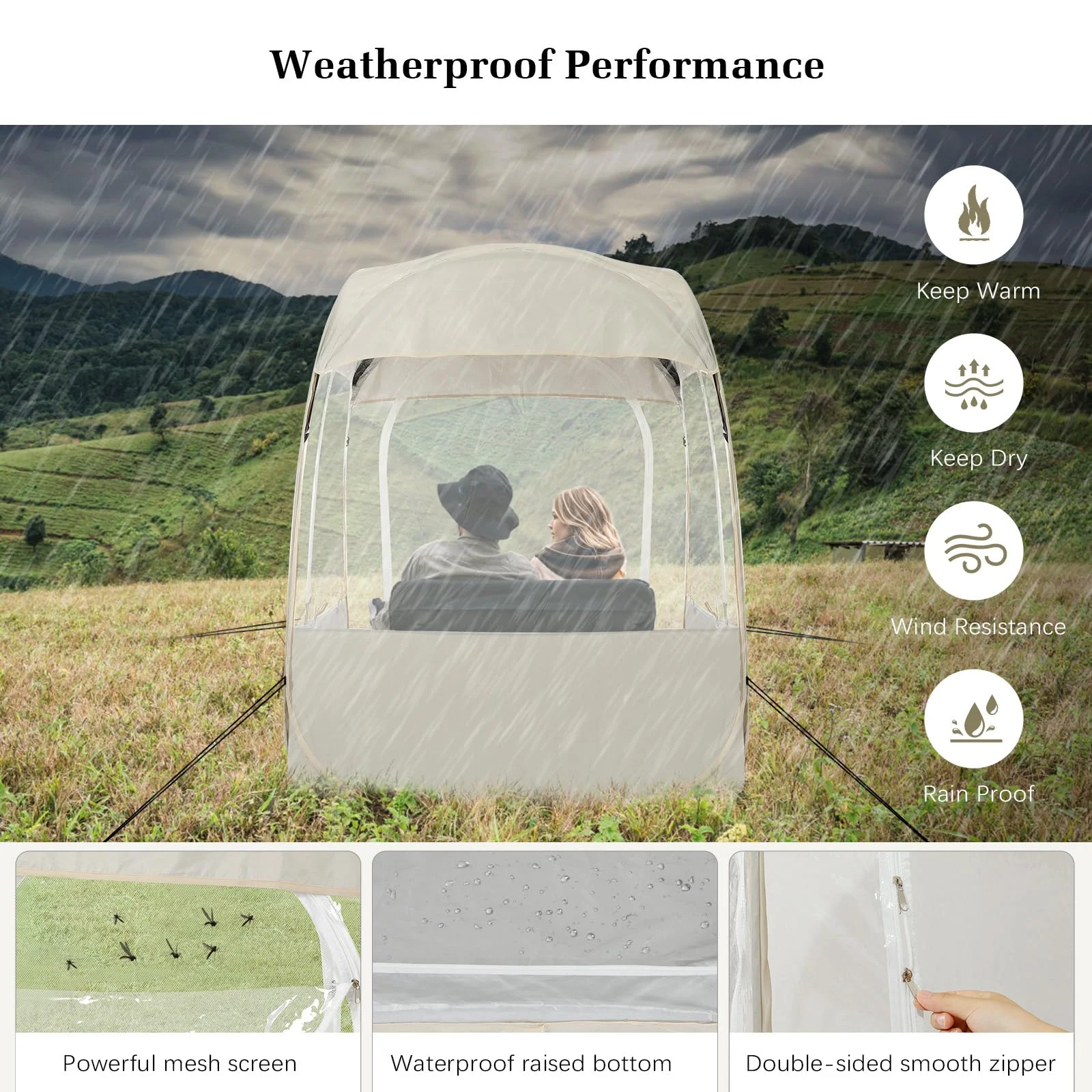Sports Tent, Instant Weather Proof Clear View Bubble Tent with Carry Bag, Portable & Foldable Pop Up Tents Shelter for Watching Sports Events Camping Fishing