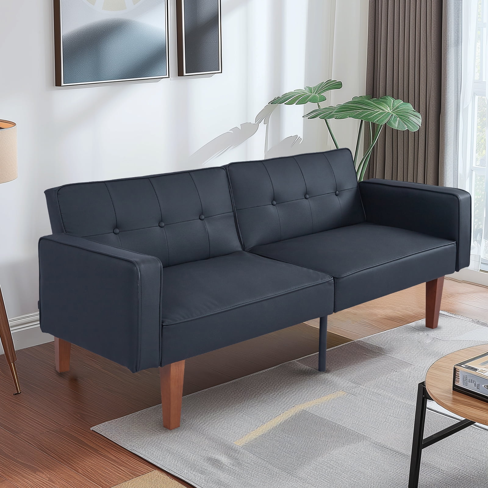 Sofa Bed, Convertible Memory Foam Futon Couch, Adjustable Sleeper Sofa Bed for Living Room, Gray