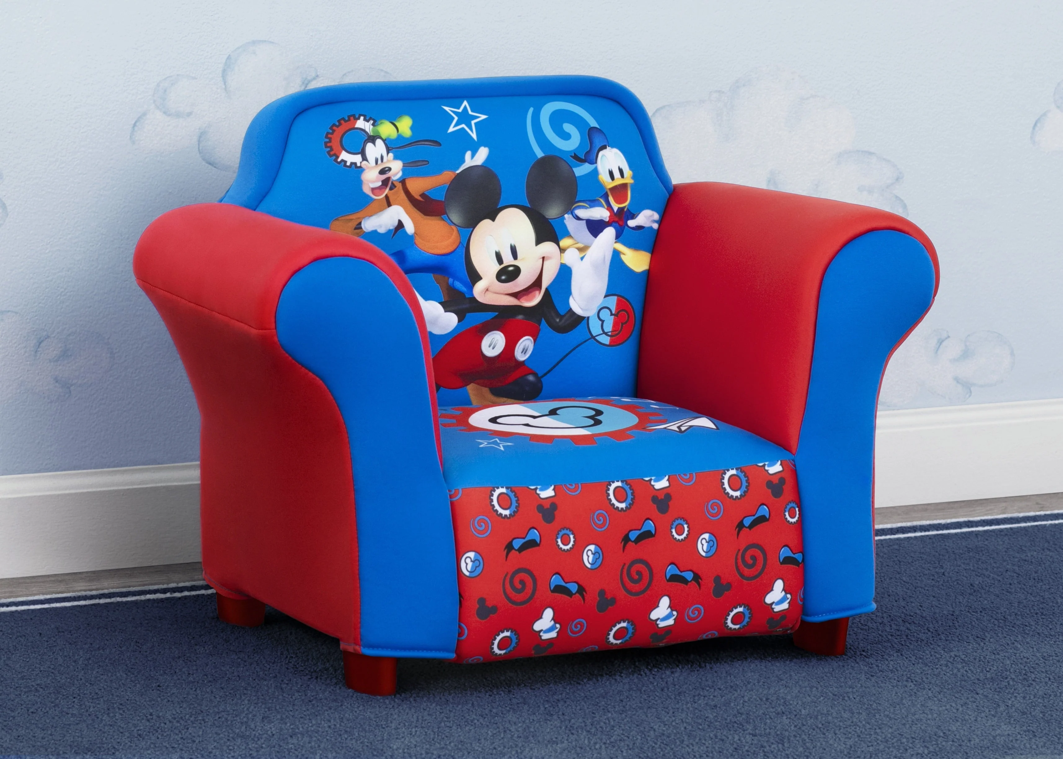 Disney Mickey Mouse Kids Upholstered Chair with Sculpted Plastic Frame by Delta Children