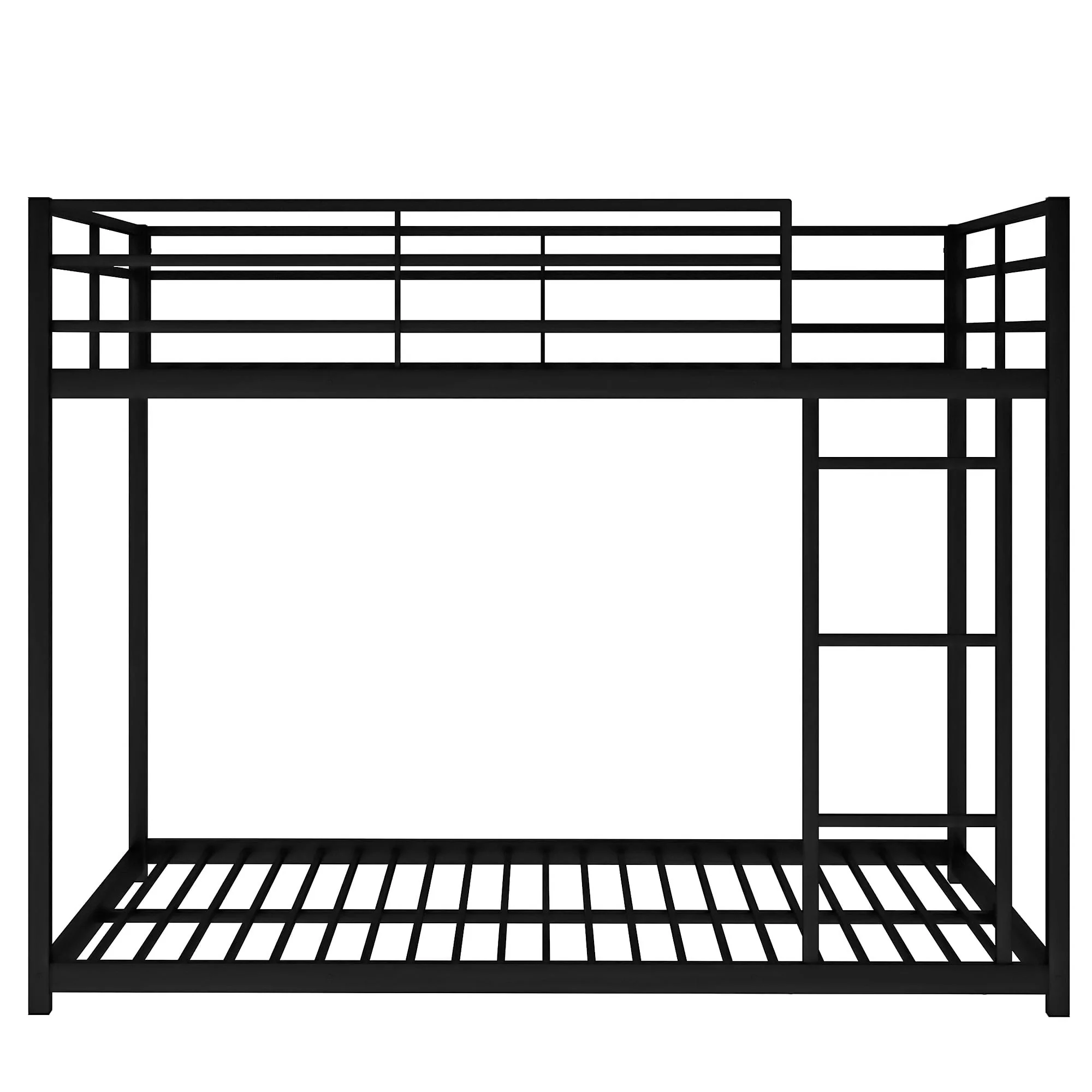 Euroco Full Metal Low Bunk Bed with Ladder, Black