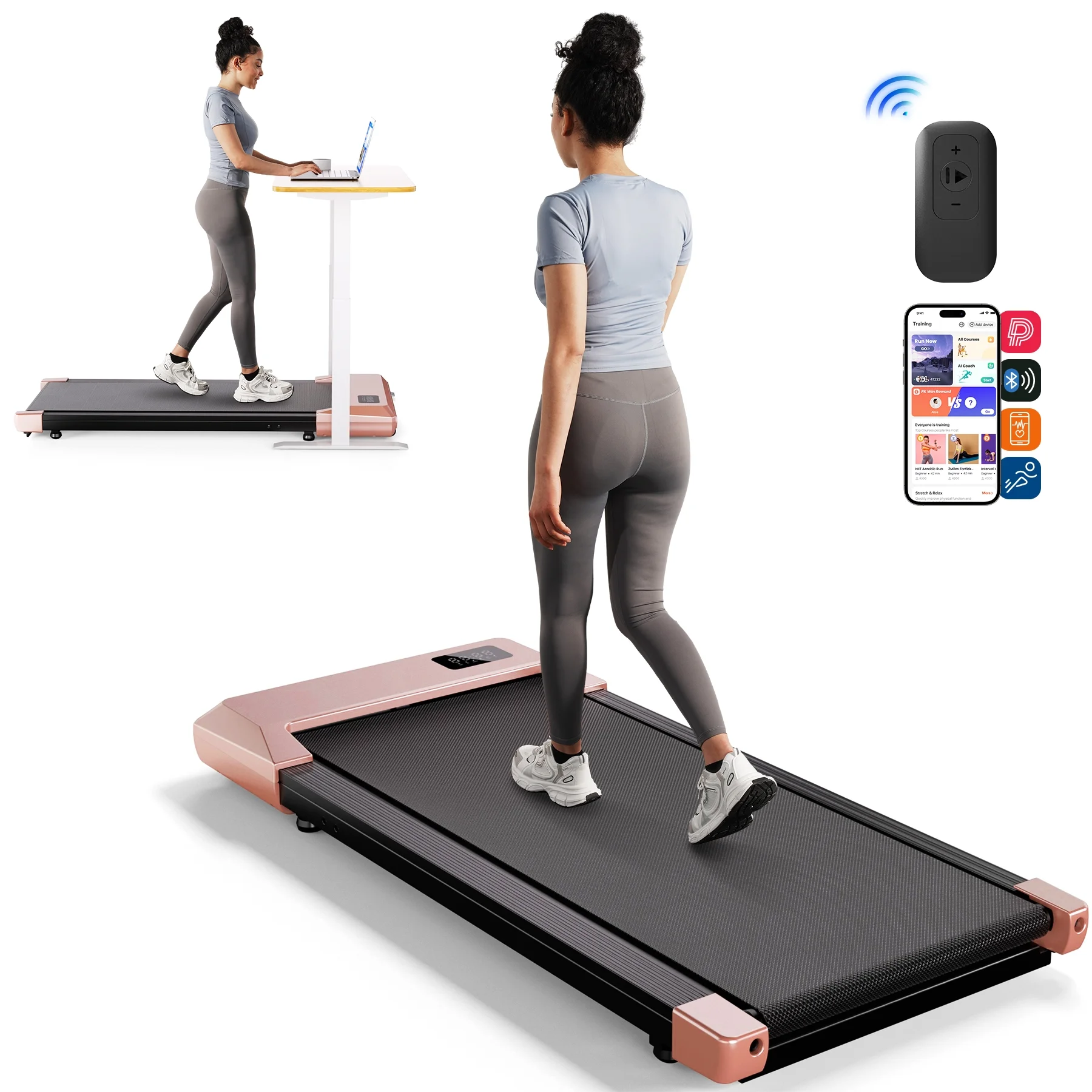 Walking Pad Treadmill with Remote Control,Under Desk Treadmill for Home&Office, 250 lbs Weight Capacity