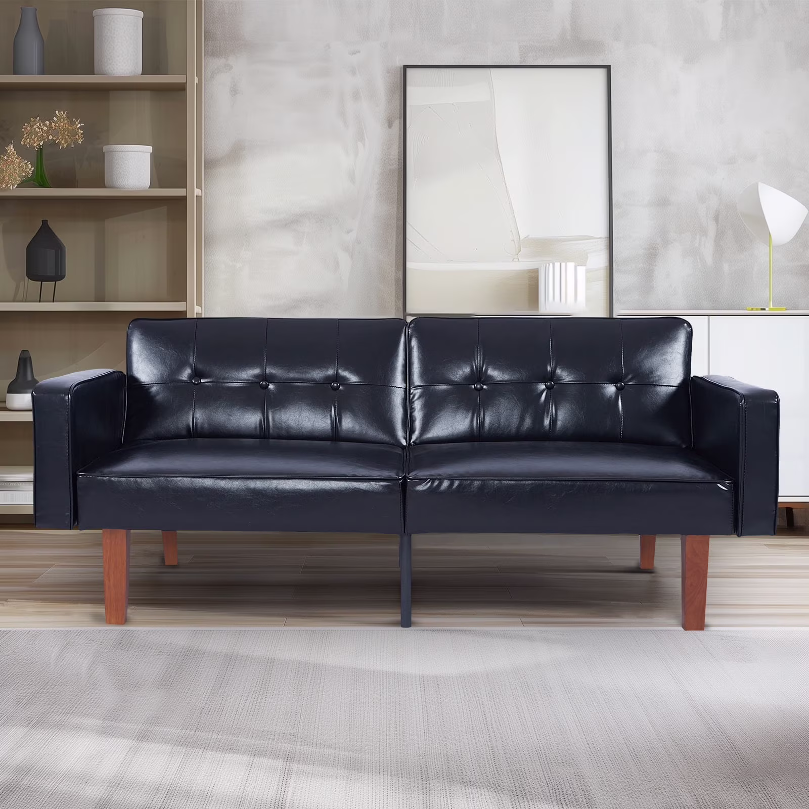 Sofa Bed, Convertible Memory Foam Futon Couch, Adjustable Sleeper Sofa Bed for Living Room, Gray