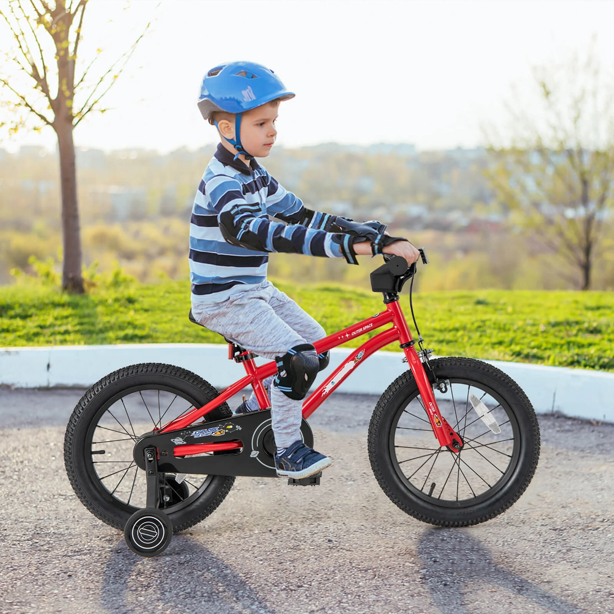 Costway 16-Inch Kid��s Bike for 4-7 Years Old with Adjustable Saddle & Anti-slip Handlebar Black