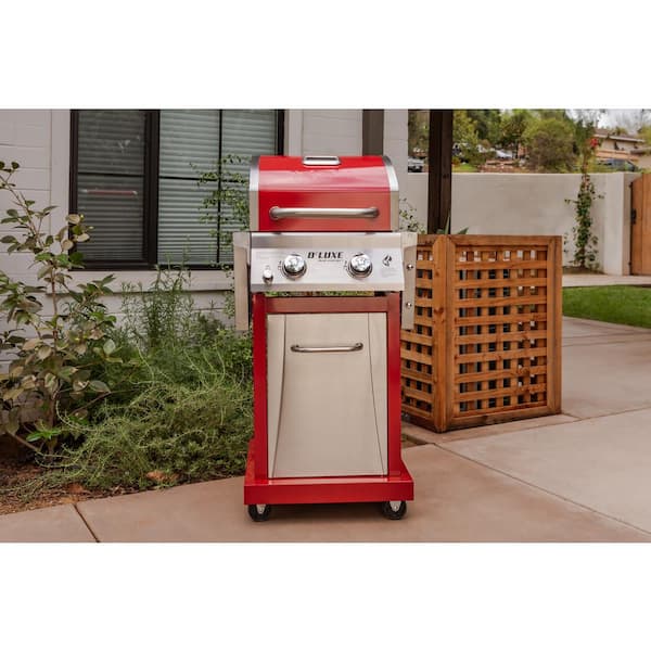 Deluxe 2-Burner Propane Gas Grill in Red