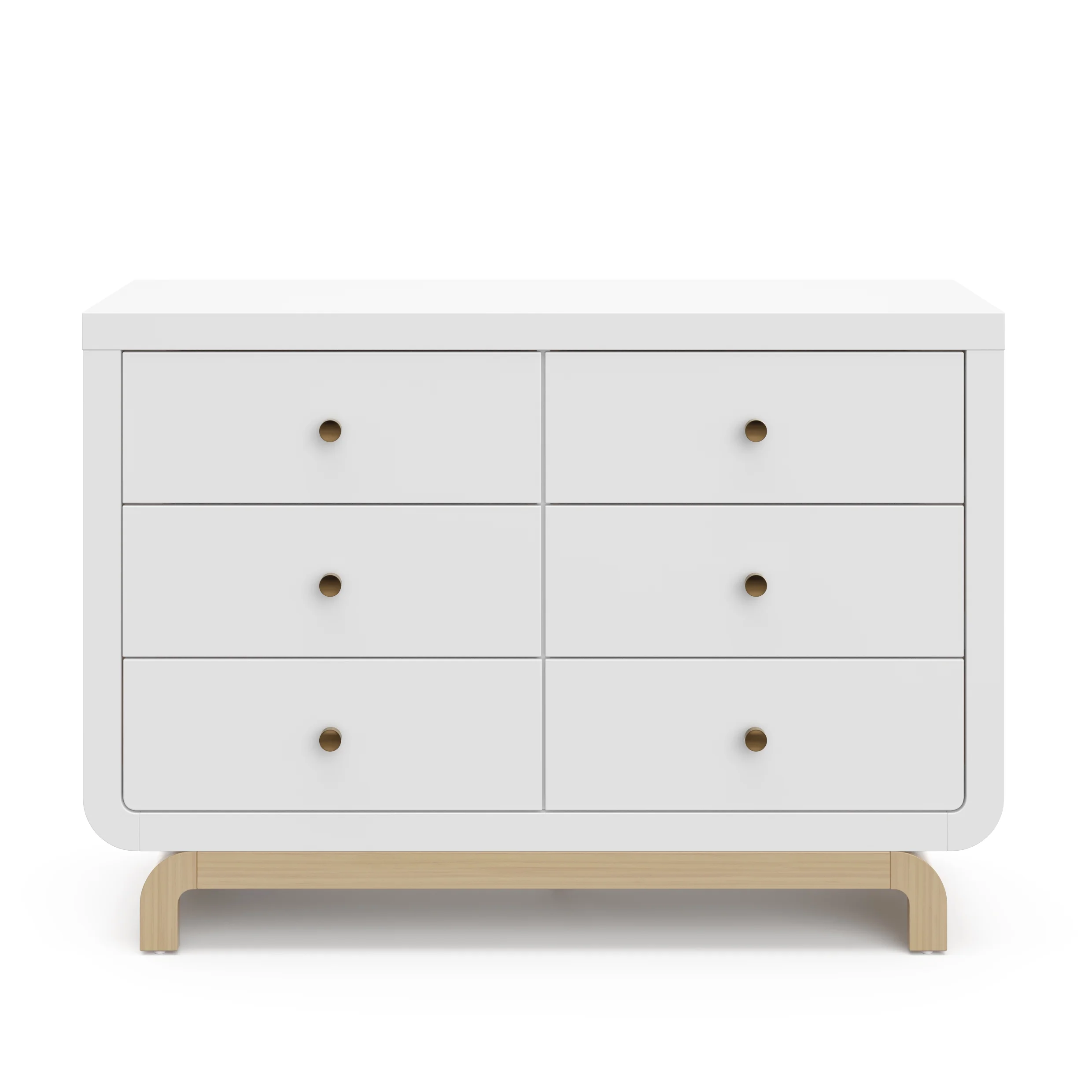Storkcraft Santorini 6 Drawer Double Dresser, White/Driftwood